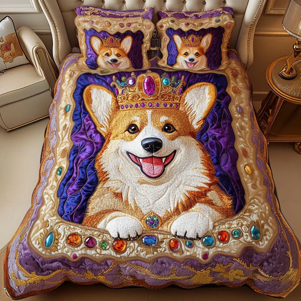 Crowned Charm Quilted Bedding Set Warm and Elegant Bedding Gift Set for Every Home Crowned Charm Quilted Bedding Set Warm and Elegant Bedding Gift Set for Every Home - Image 1