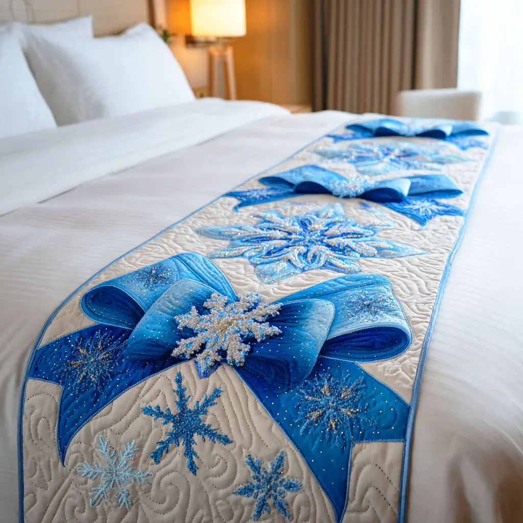 Crystal Ribbon Quilted Bed Runner Crystal Holiday Ribbon Christmas Gift