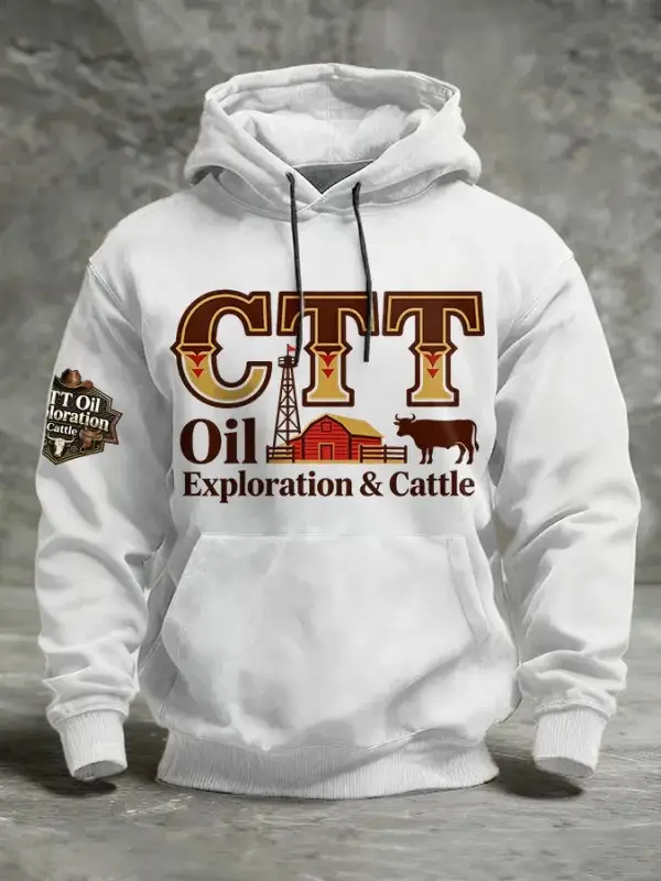 CTT Oil Cattle Company Texas Hoodie CTT Oil Landman Merch Best Gifts For Fans For Men White