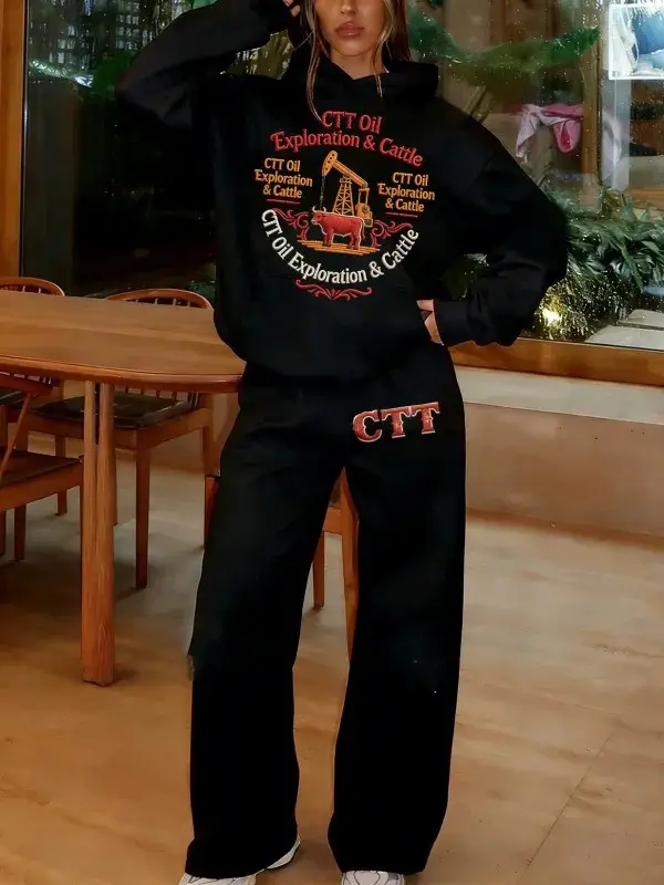 CTT Oil Exploration And Cattle Hoodie And Sweatpants Set Company Texas Landman Merch Fan Gifts