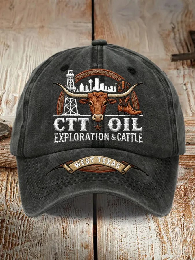 CTT Oil Exploration And Cattle Vintage Hat West Texas Baseball Cap Gifts For Him