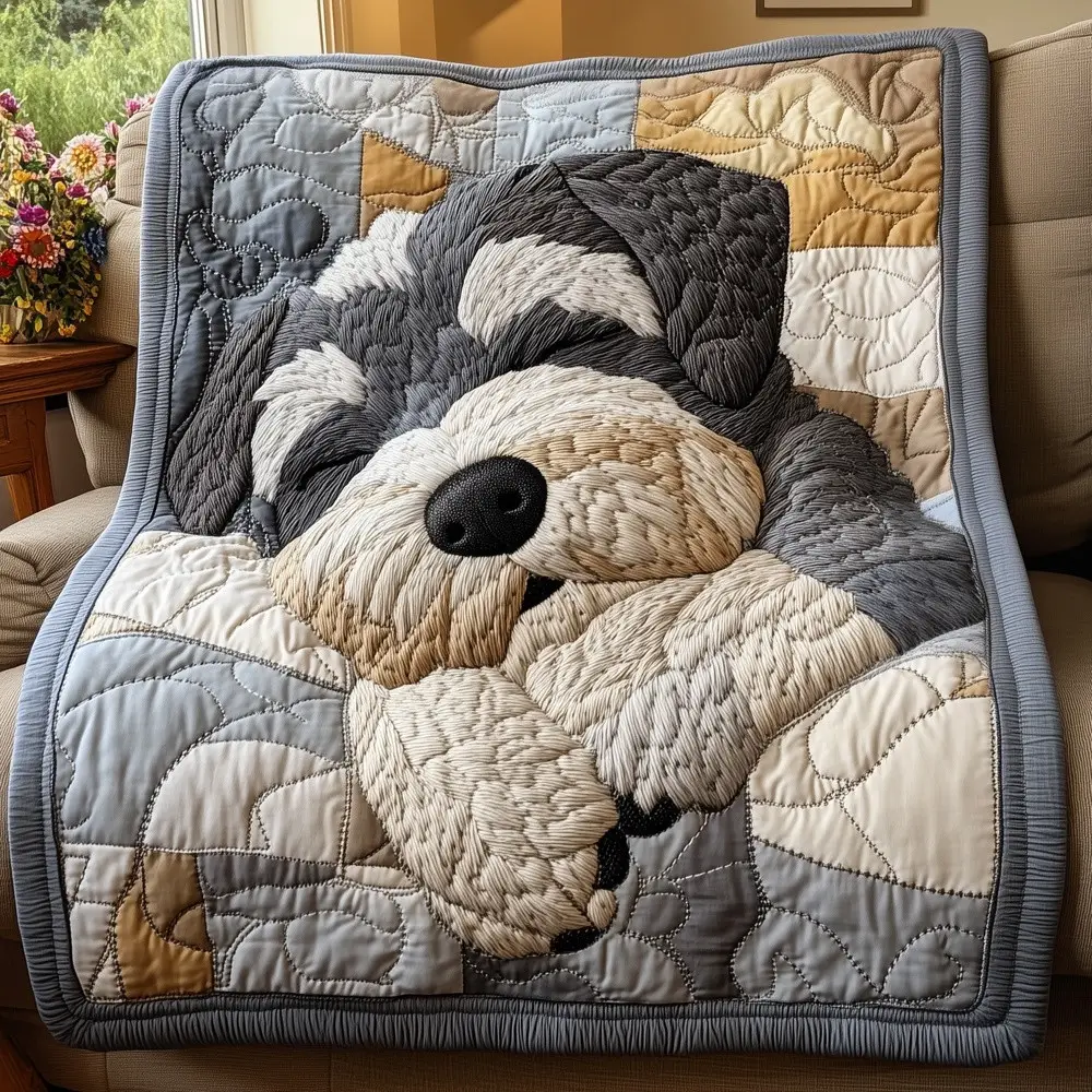 Cuddling Schnauzer Duo Quilted Blanket Cozy Dog Art Soft Throw Bedding Best Gift For Schnauzer Owners Cuddling Schnauzer Duo Quilted Blanket Cozy Dog Art Soft Throw Bedding Best Gift For Schnauzer Owners - Image 1