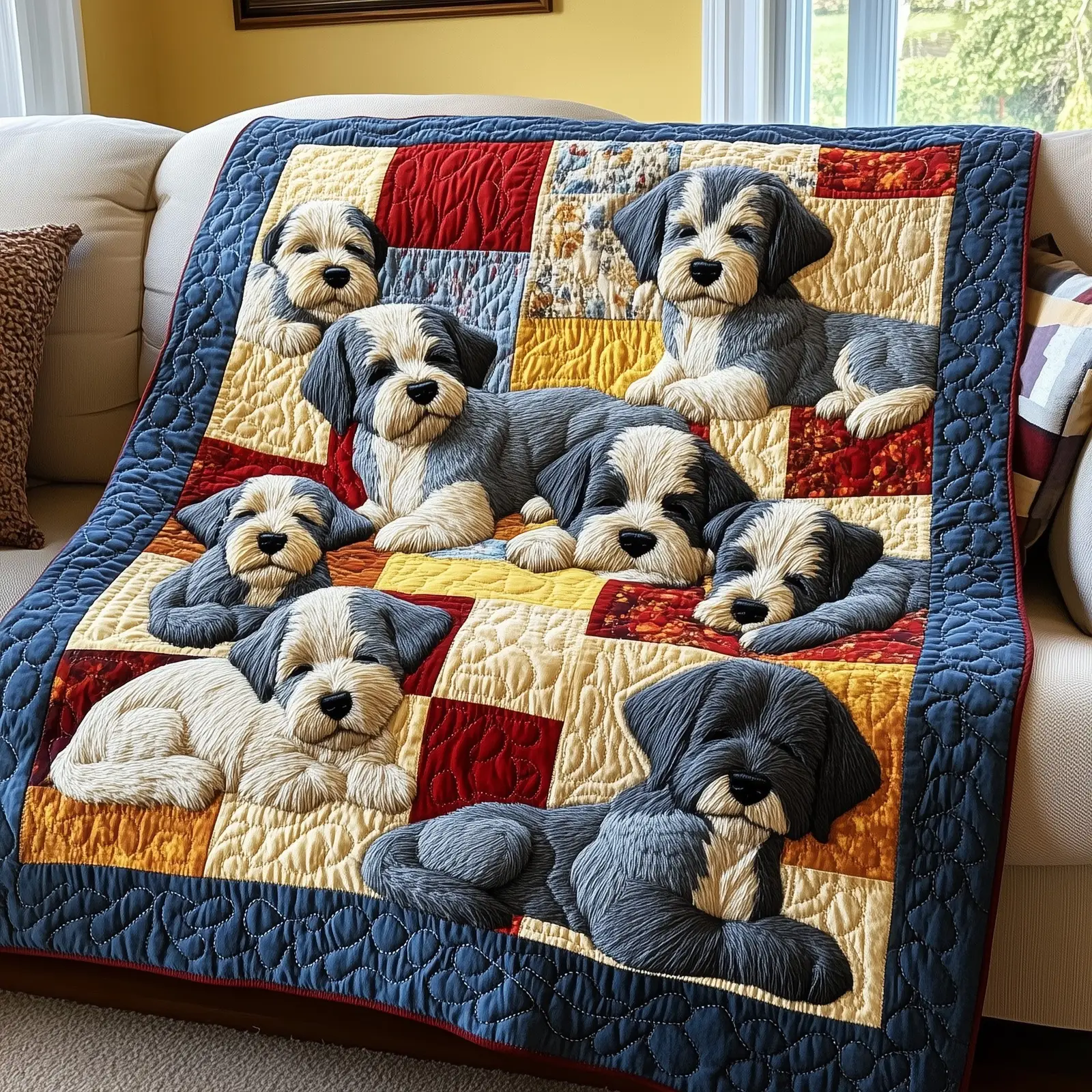 Cuddly Schnauzer Dreams Quilted Blanket Lightweight Comfort Blanket Schnauzer Lovers Presents