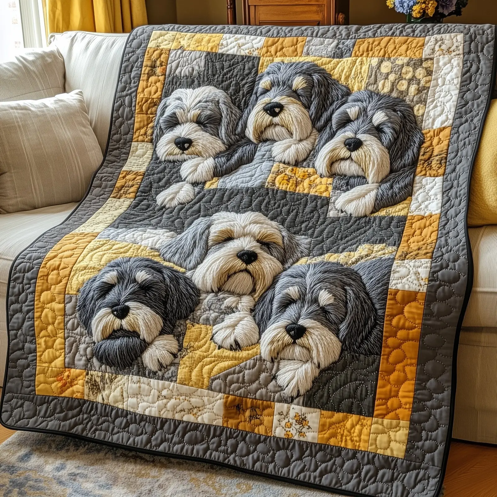 Cuddly Schnauzer Dreams Quilted Blanket Premium Quality Snuggle Schnauzer Lovers Presents