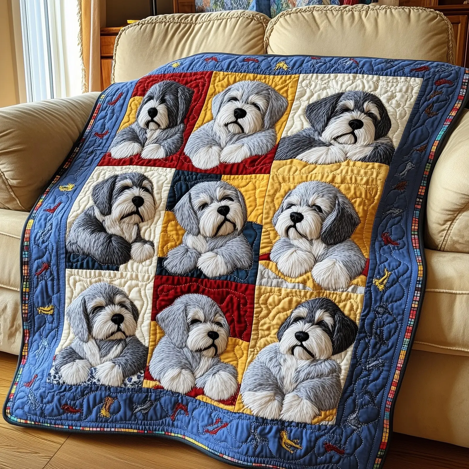 Cuddly Schnauzer Dreams Quilted Blanket Snuggly Puppy Design Schnauzer Lovers Presents Cuddly Schnauzer Dreams Quilted Blanket Snuggly Puppy Design Schnauzer Lovers Presents - Image 1