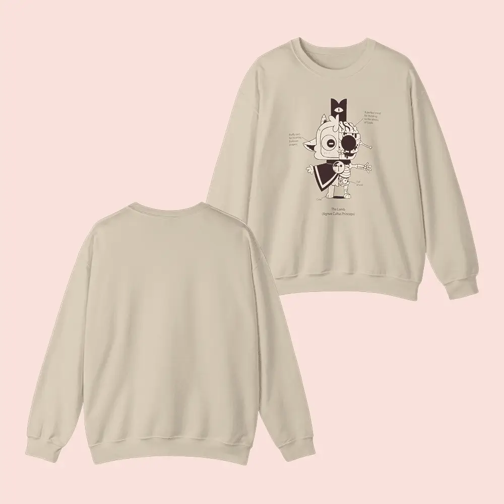 Cult Of The Lamb Merch Anatomy Of The Lamb Sweatshirt Gift Ideas For Game Lovers Cult Of The Lamb Merch Anatomy Of The Lamb Sweatshirt Gift Ideas For Game Lovers - Image 1