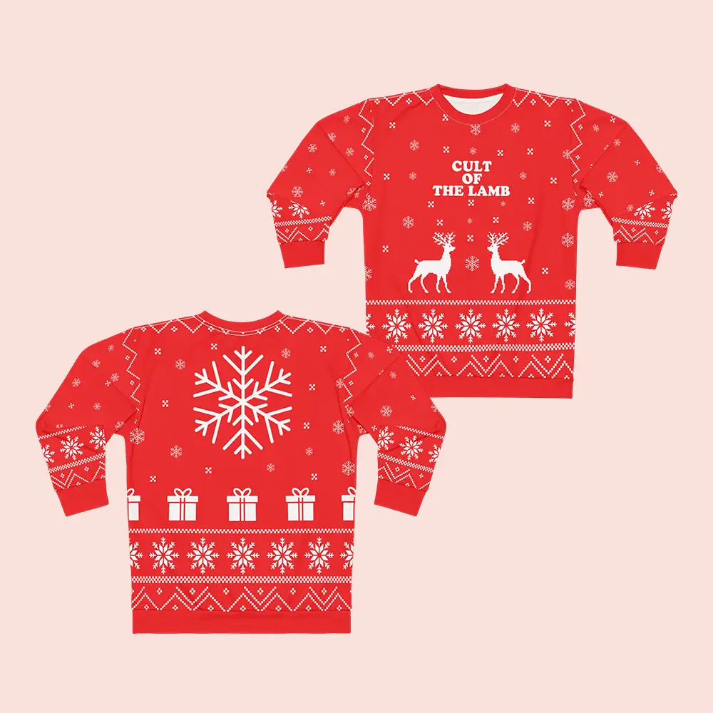 Cult Of The Lamb Merch Christmas Themed Sweatshirt Holiday Apparel Gifts For Game Lovers