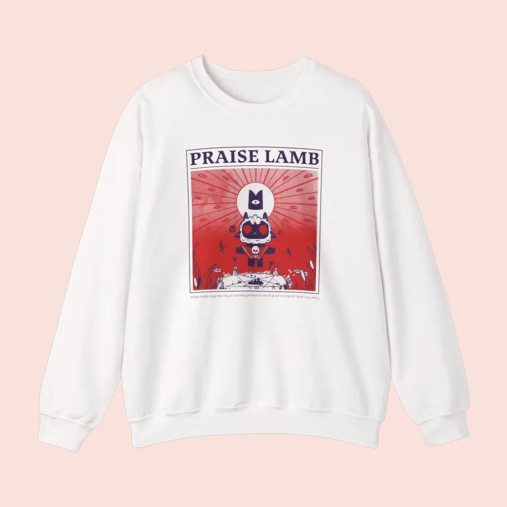 Cult Of The Lamb Merch Praise Lamb Sweatshirt Great Gifts For Video Game Lovers