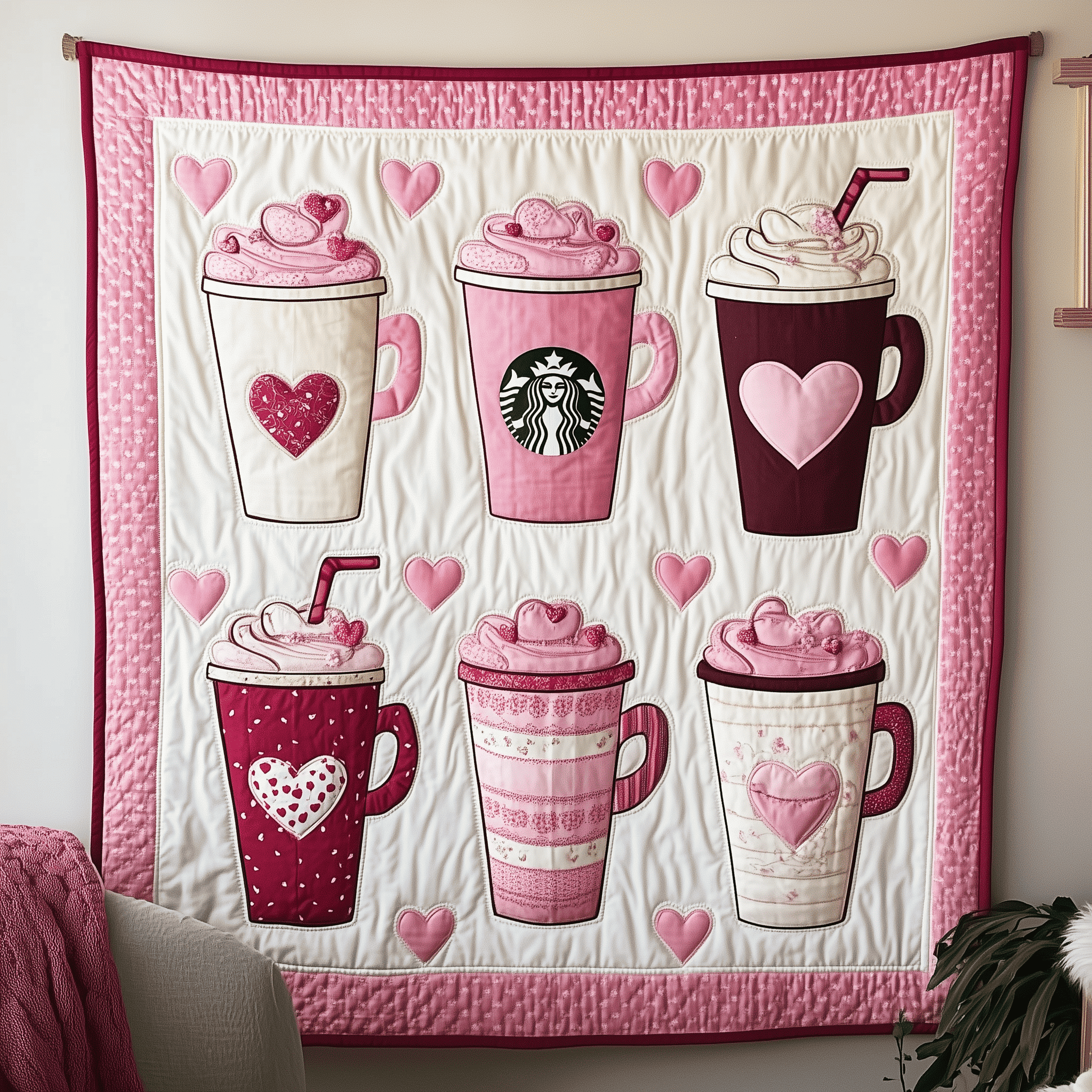 Cups Of Love Quilted Blanket Room Accessories Unique Valentine's Day Gifts Ideas