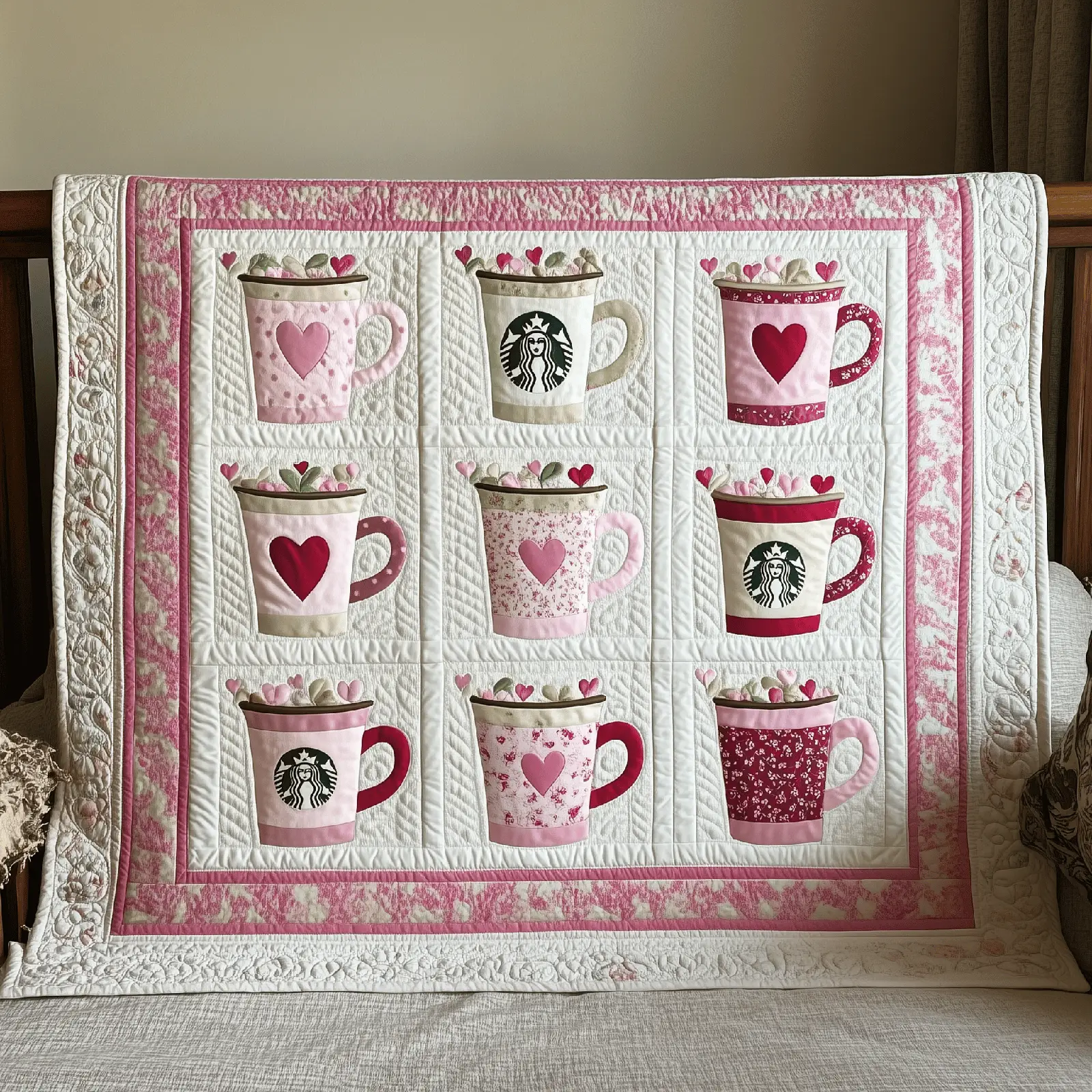 Cups Of Love Valentine Quilted Blanket Holiday Home Decorations Valentine Gift Ideas