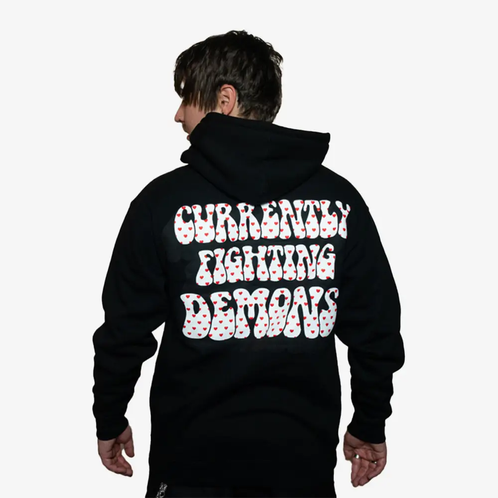 Currently Fighting Demons XPLR Hoodie Valentine's Themed Hooded Sweatshirt Sam And Colby Merch