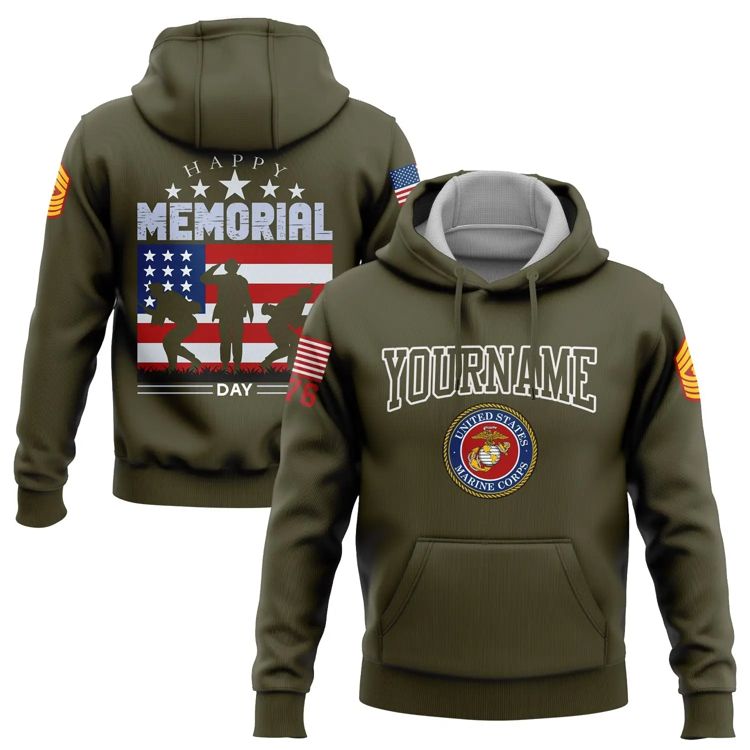 Custom 1776 American Flag Hoodie Memorial Day Clothing Great Gift For Father