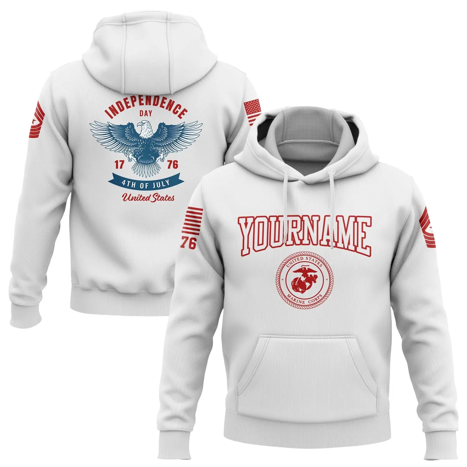 Custom 1776 Eagle Military Hoodie Independence Day Unique Gift For Friend