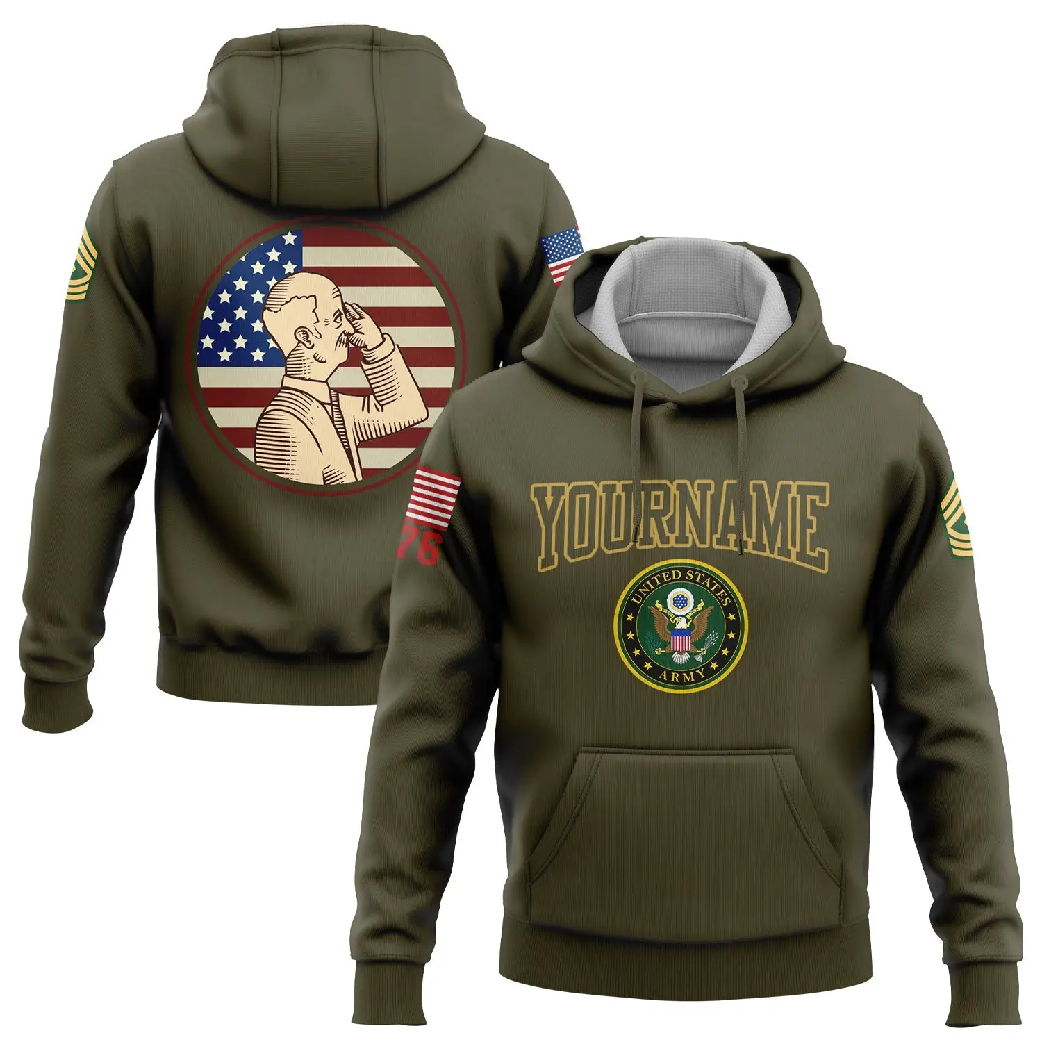 Custom 1776 Flag U.S Army Military Hoodie Veterans Day Clothing Gift For Daughter