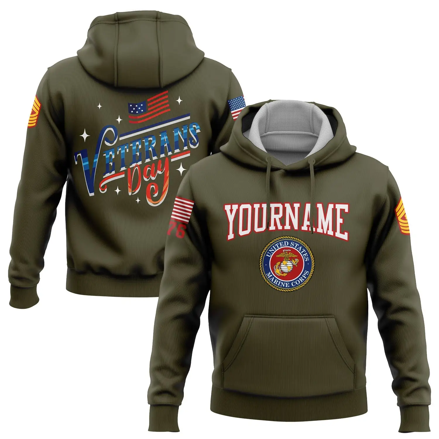 Custom 1776 Flag U.S Marine Corps Military Hoodie Veterans Day Clothing Gift For Friends Custom 1776 Flag U.S Marine Corps Military Hoodie Veterans Day Clothing Gift For Friends - Image 1