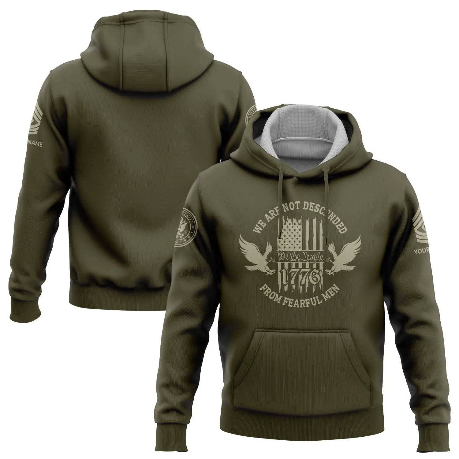 Custom 1776 We Are Not Descended Hoodie From Fearful Men Military Apparel Gift For Mom