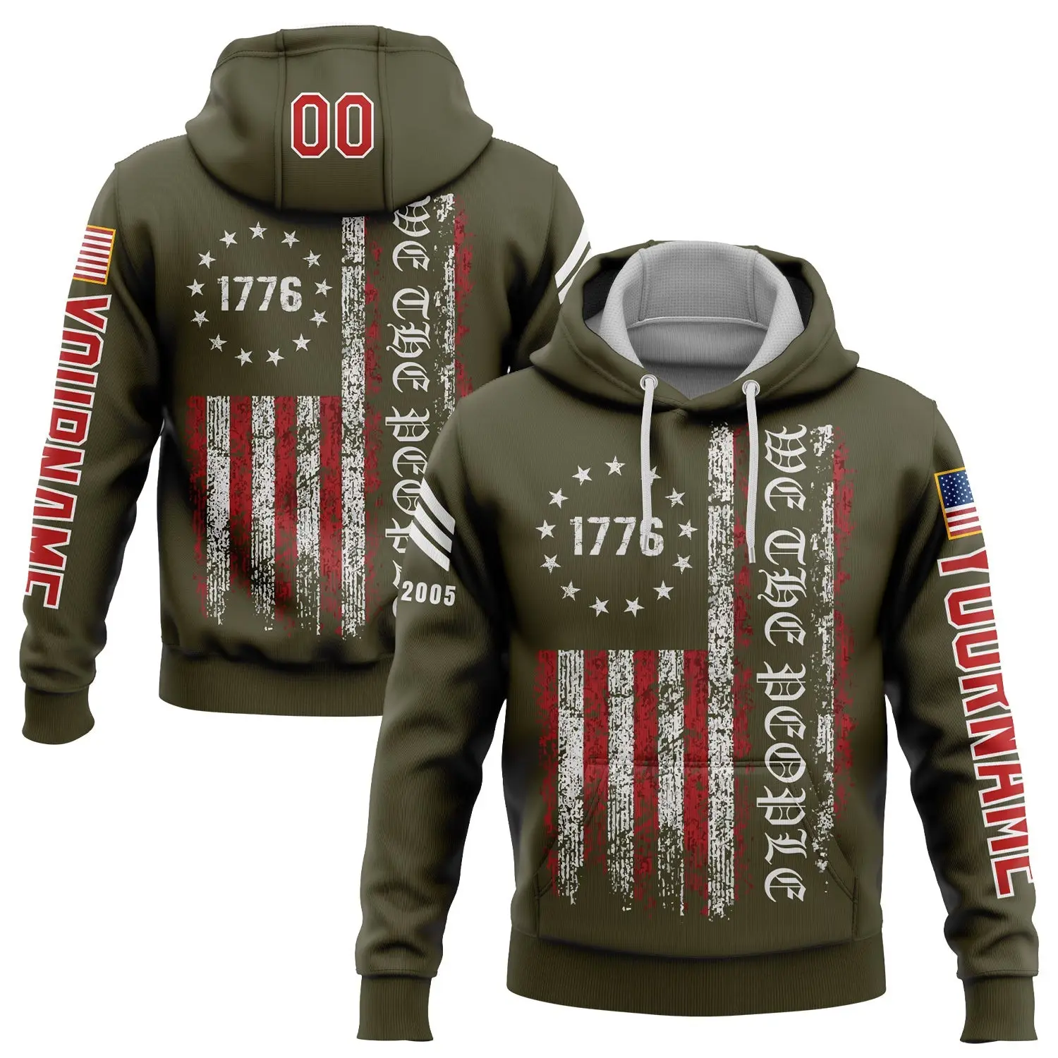 Custom 1776 We The People Freedom Hoodie American Flag Military Apparel Gift For Her