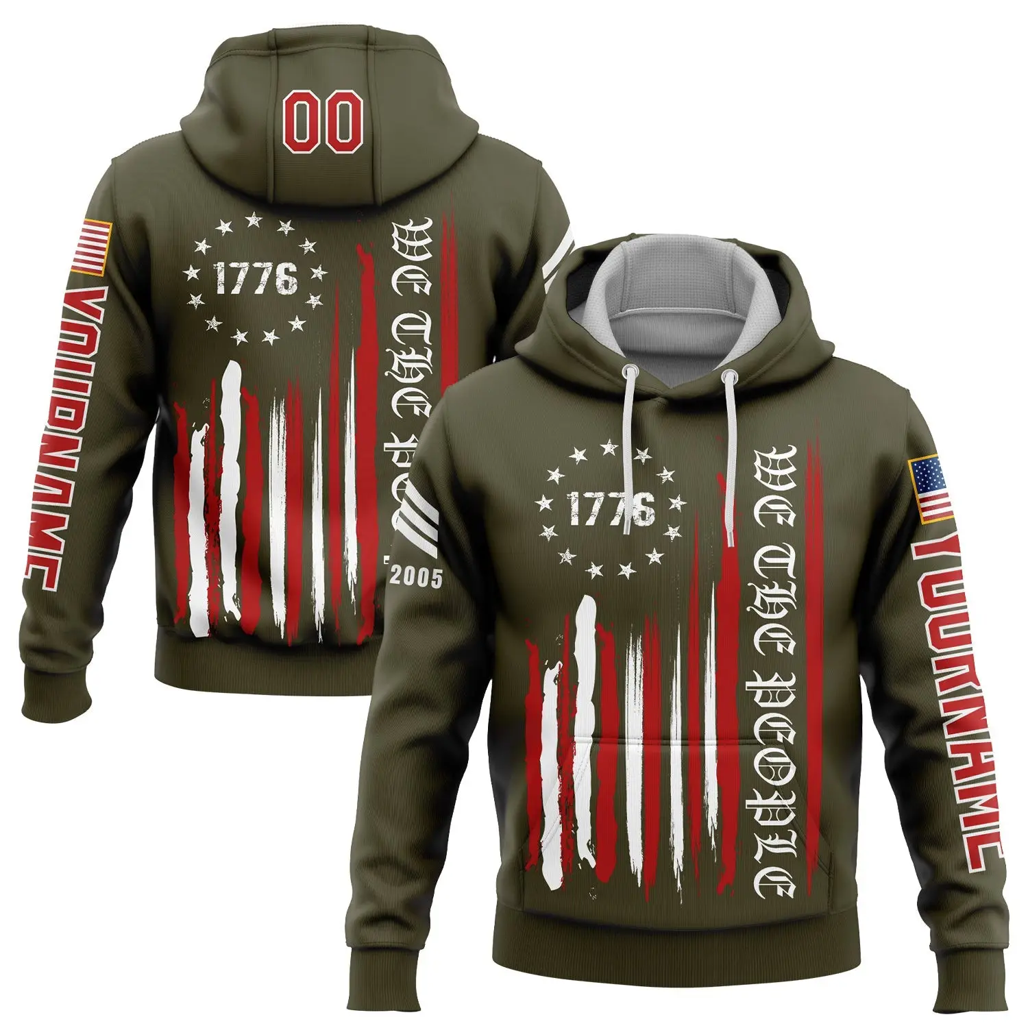 Custom 1776 We The People Freedom Hoodie American Flag Military Apparel Gift For Mom Custom 1776 We The People Freedom Hoodie American Flag Military Apparel Gift For Mom - Image 1