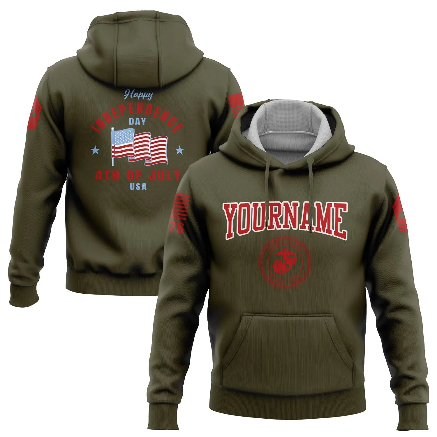 Custom 4th Of July American Flag Military Hoodie Independence Day Clothes Great Gift For Him