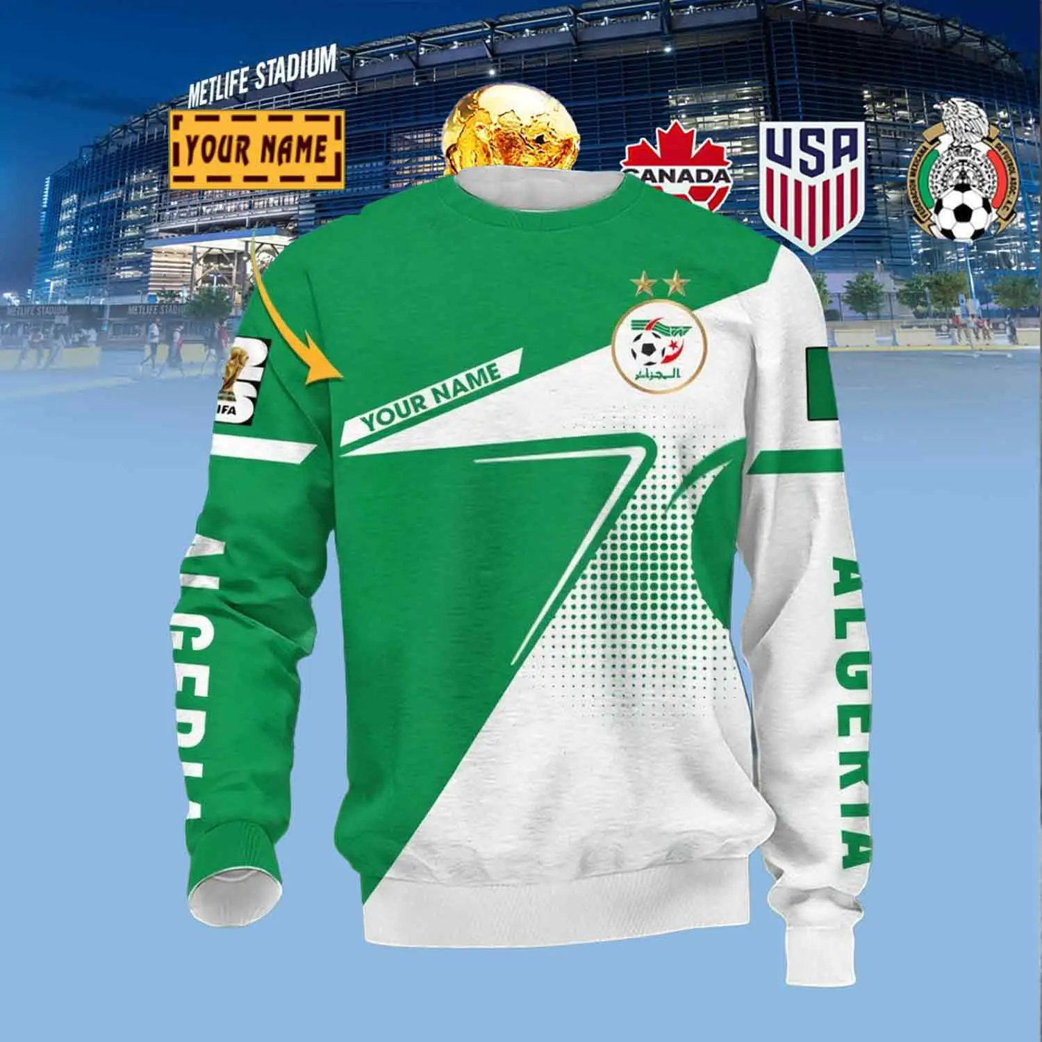 Custom Algeria Soccer Sweatshirt FIFA World Cup 2026 Unique Gift Ideas For Him
