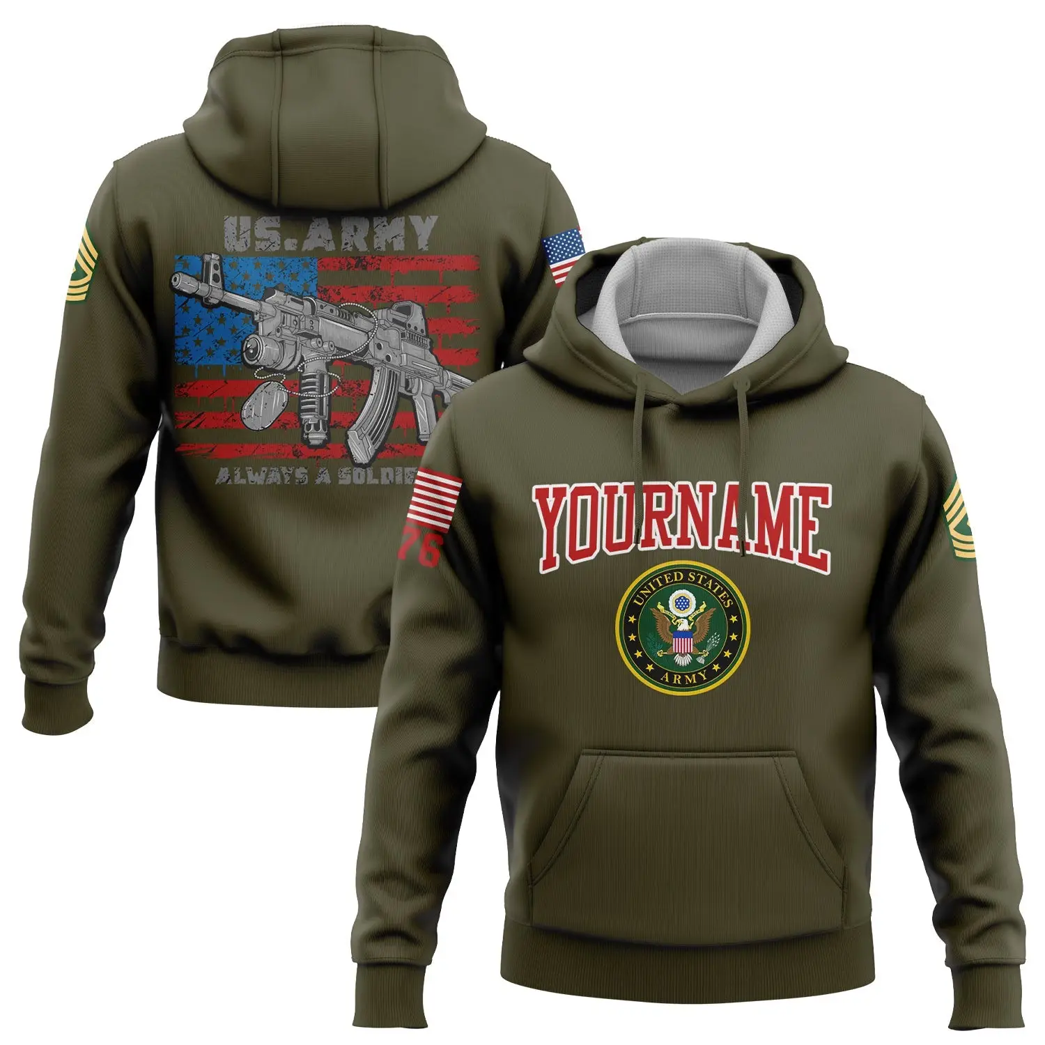 Custom Always A Soldiers Hoodie 1776 American Flag U.S Army Military Apparel Gift For Him