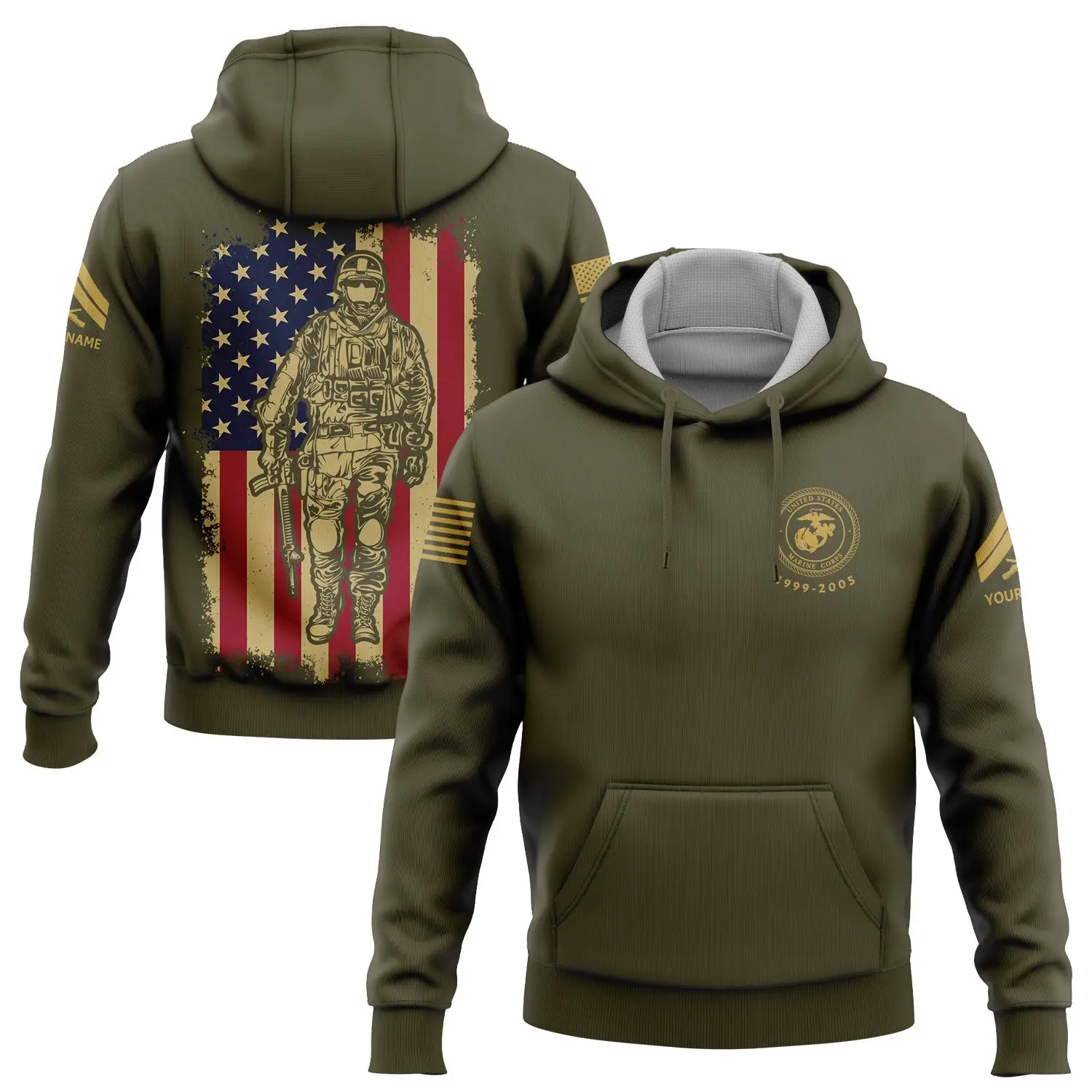 Custom American Flag Military Hoodie Independence Day Apparel Unique Gift For Son