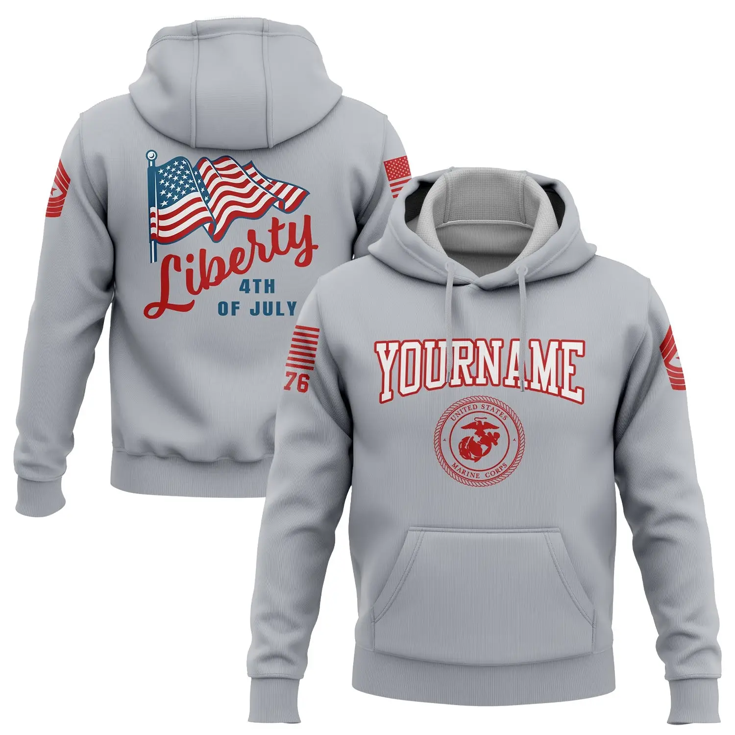 Custom American Flag Military Hoodie Liberty 4Th Of July Apparel Gifts For Husband