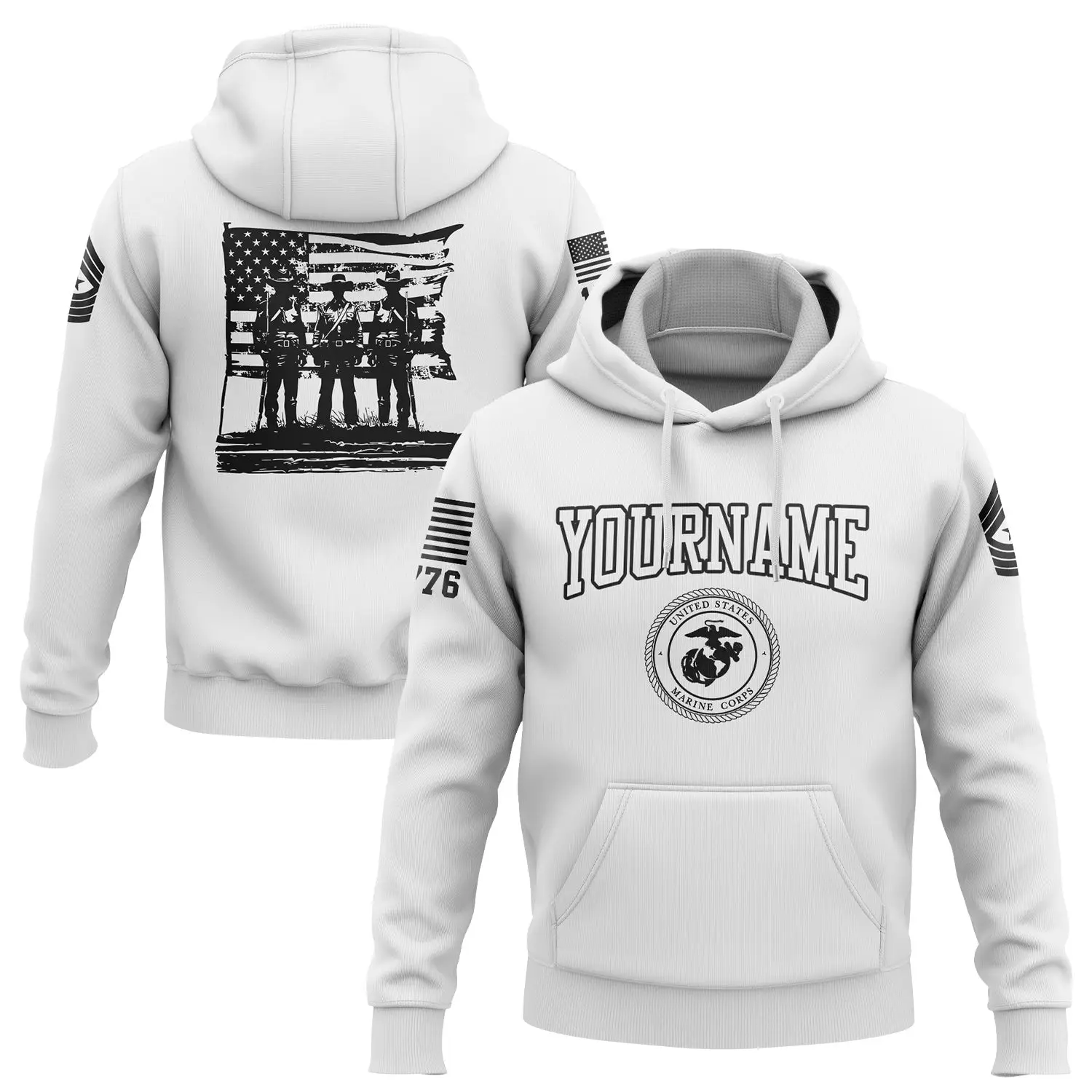 Custom American History Flag Military Hoodie Independence Day Father's Day Gifts