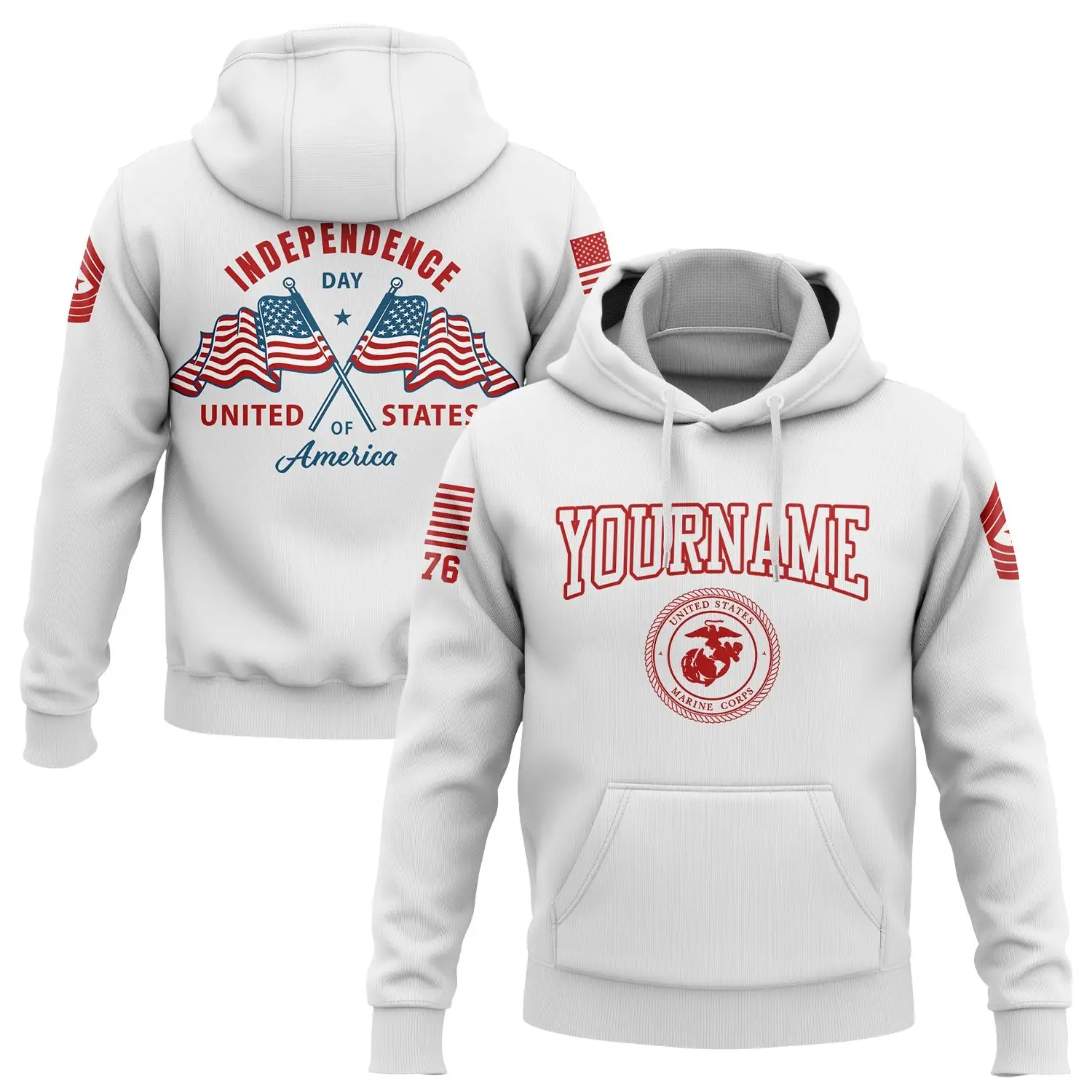 Custom American History Flag Military Hoodie Independence Day Gift For Mother
