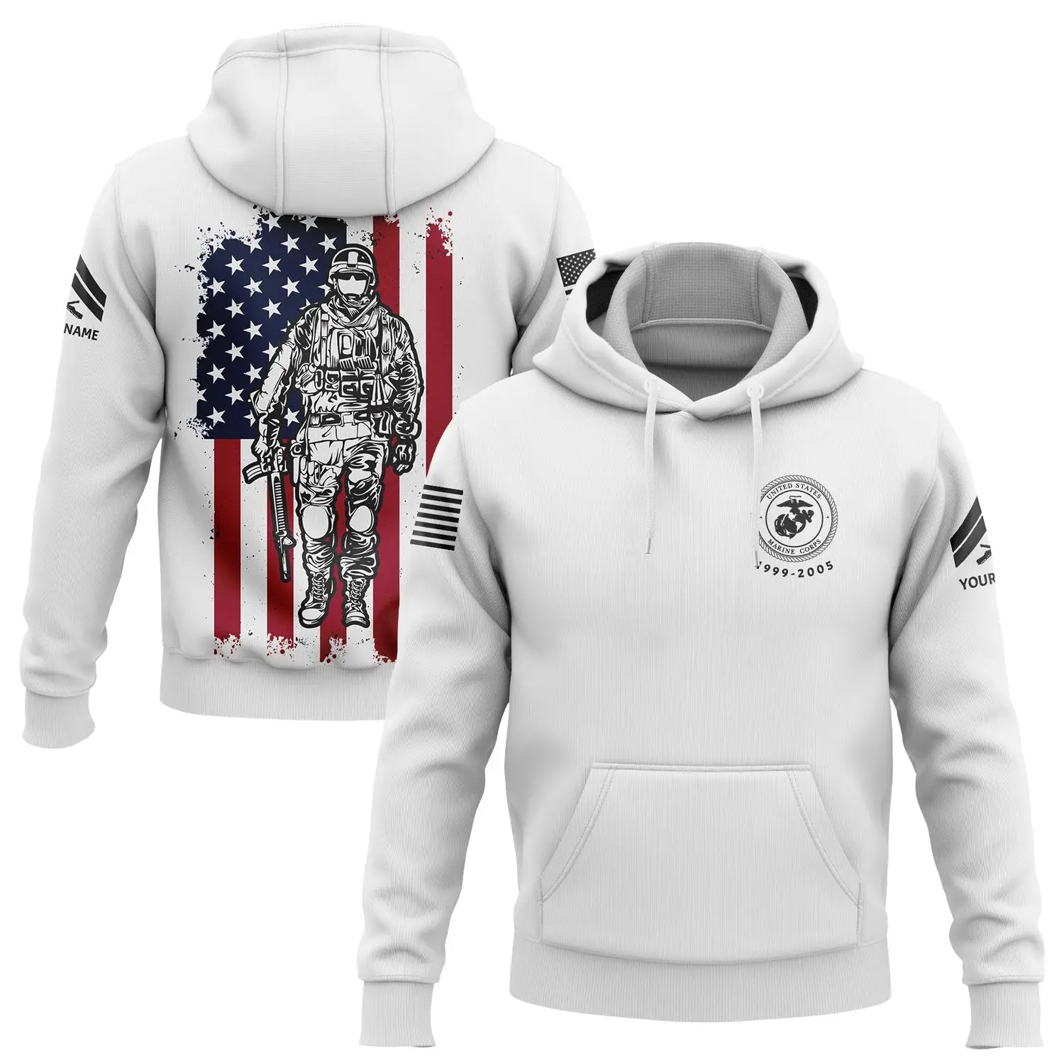 Custom American History Flag Military Hoodie Independence Day Gift For Son