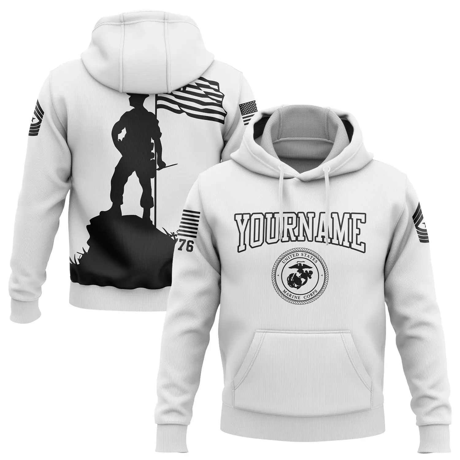 Custom American History Flag Military Hoodie Independence Day Gift For Veteran