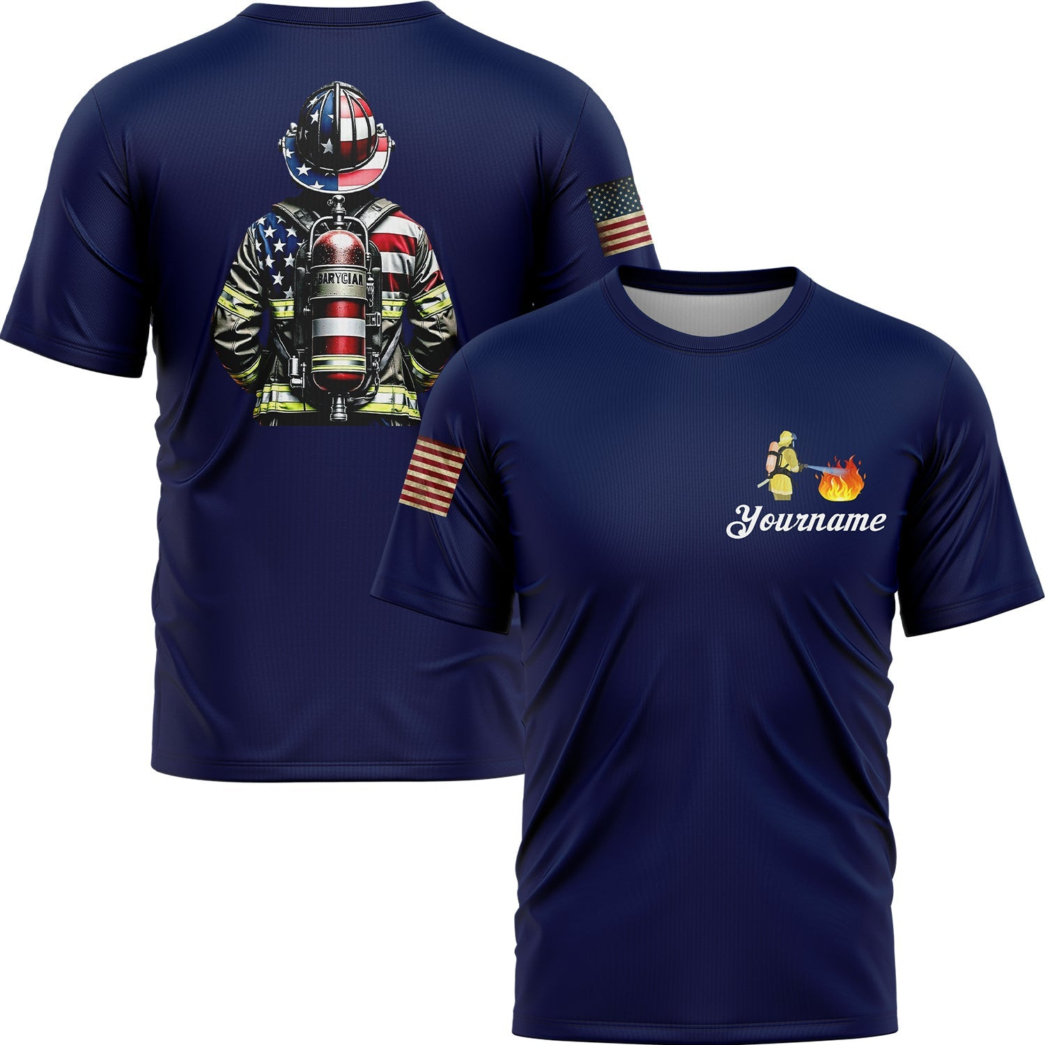 Custom American Patriot Firefighter T-Shirt American 250 Years Birthday Clothes Gift For Him