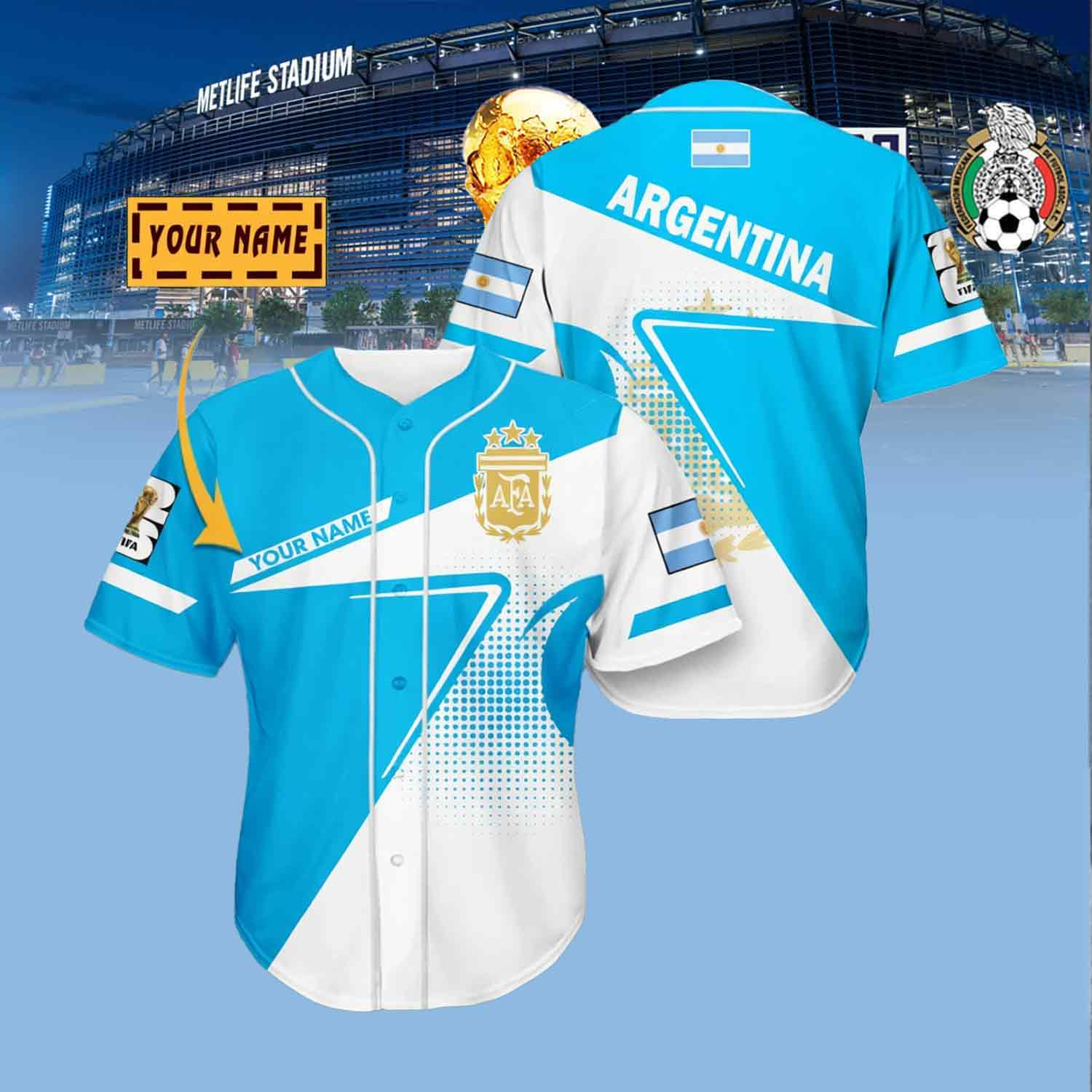Custom Argentina Soccer Team Jersey Shirt FIFA World Cup 2026 Gift For Father's Day Custom Argentina Soccer Team Jersey Shirt FIFA World Cup 2026 Gift For Father's Day - Image 1