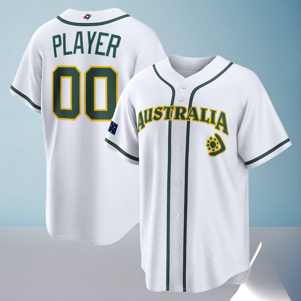 Custom Australia Baseball Jersey Shirt 2026 World Baseball Classic Home Pick-A-Player Apparel