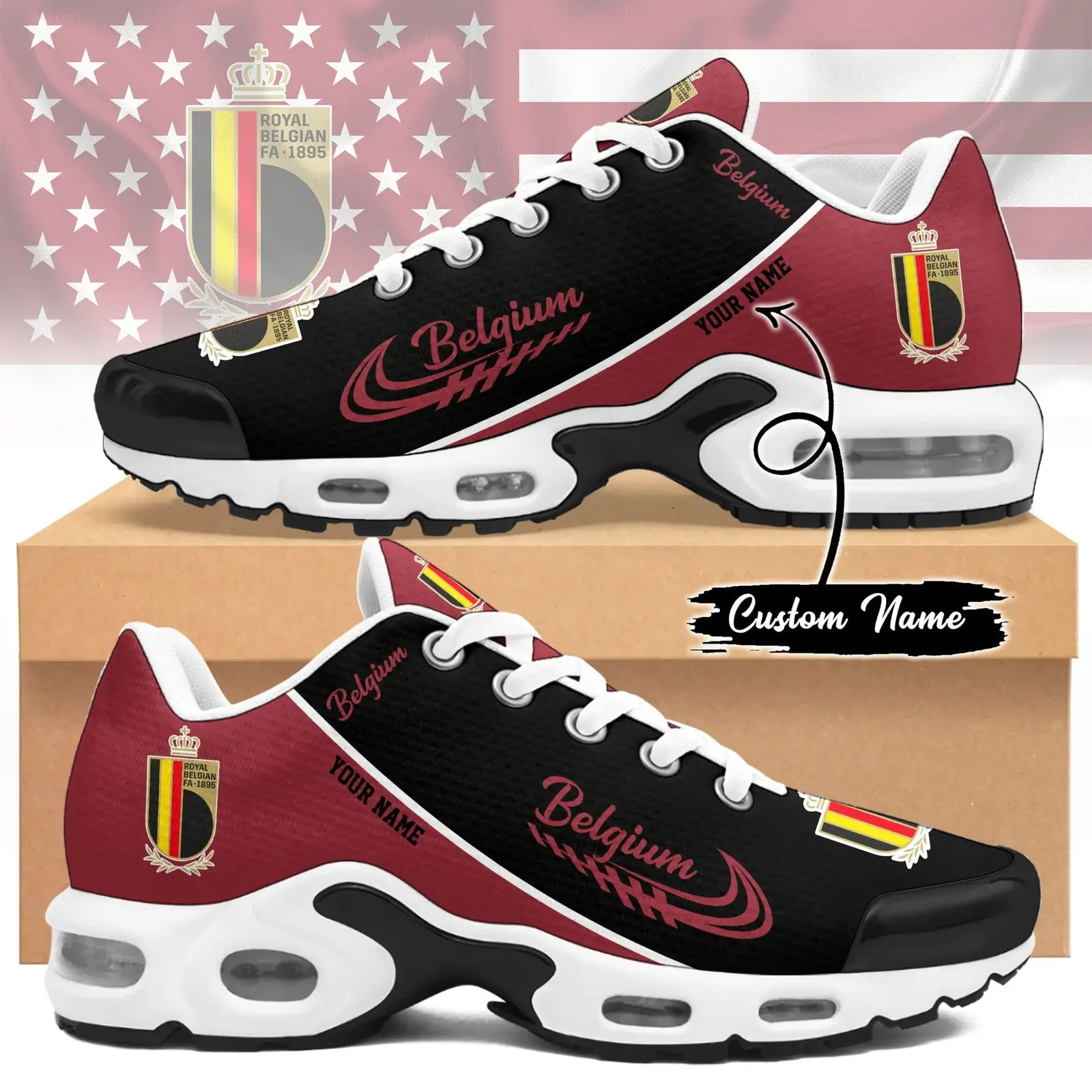 Custom Belgium Football Sneaker FIFA World Cup 2026 Gift For Football Fans