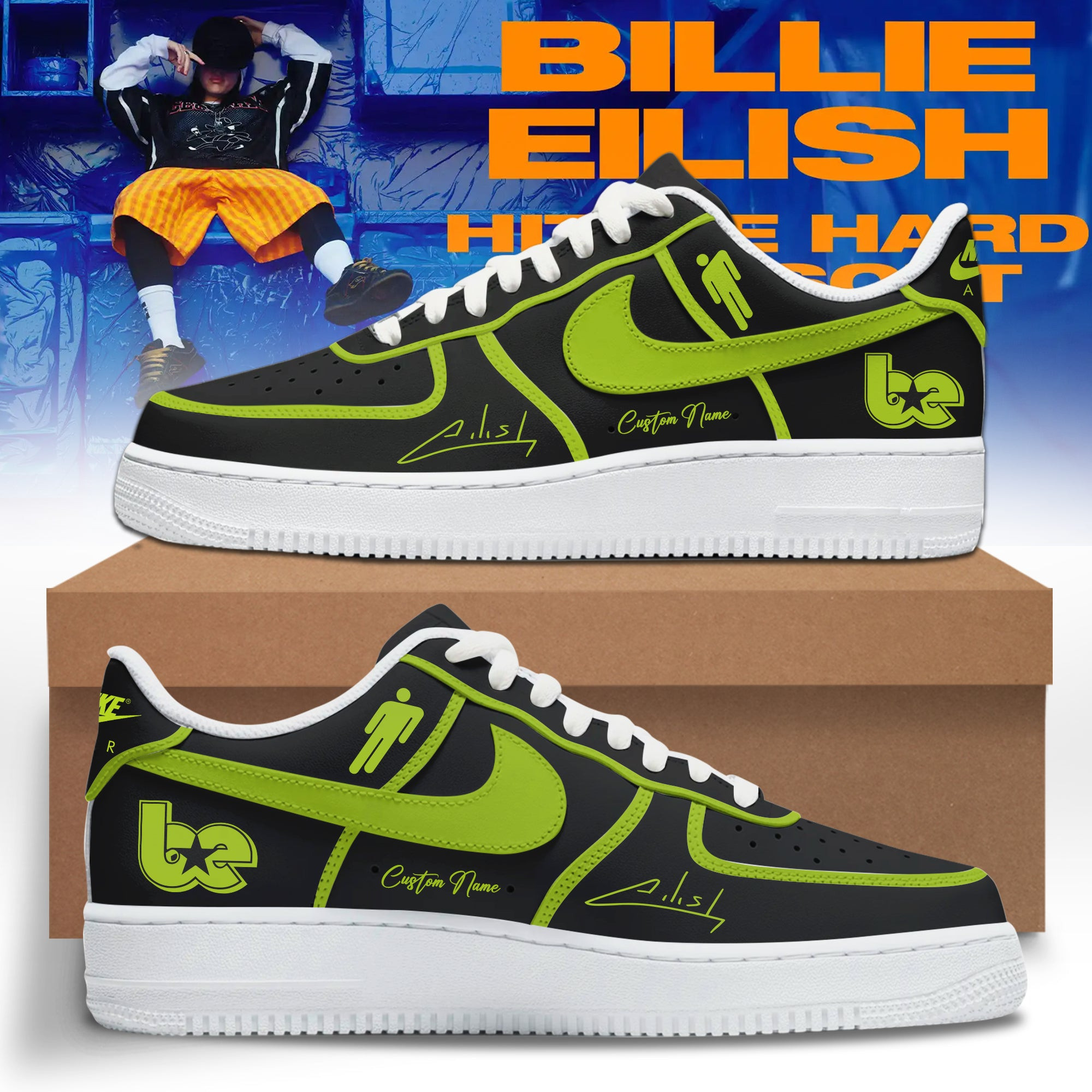 Custom Billie Eilish Hit Me Hard Shoes Billie Eilish Merchandise Music Lover Gift Ideas For Him
