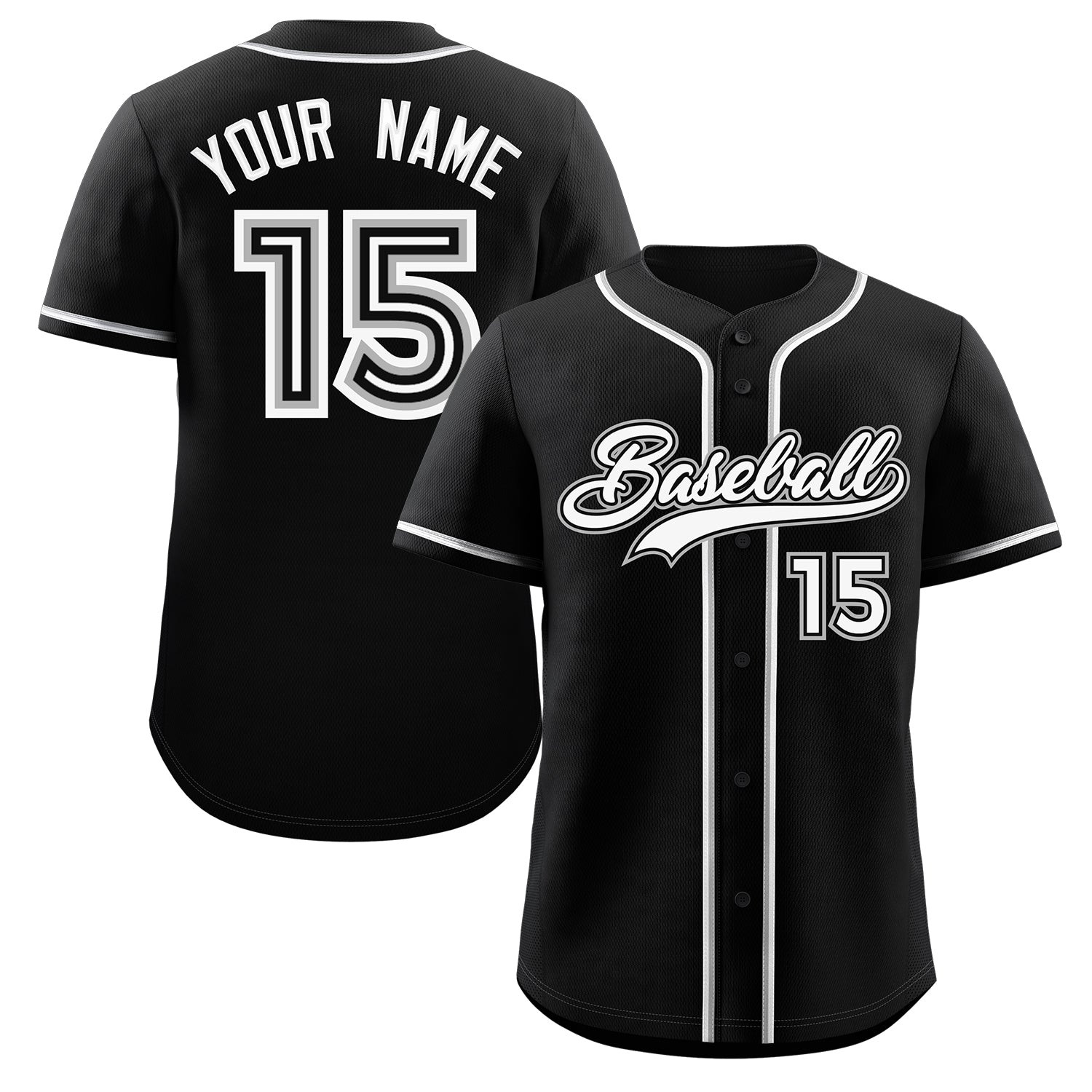 Custom Black White-Gray Classic Style Baseball Jersey