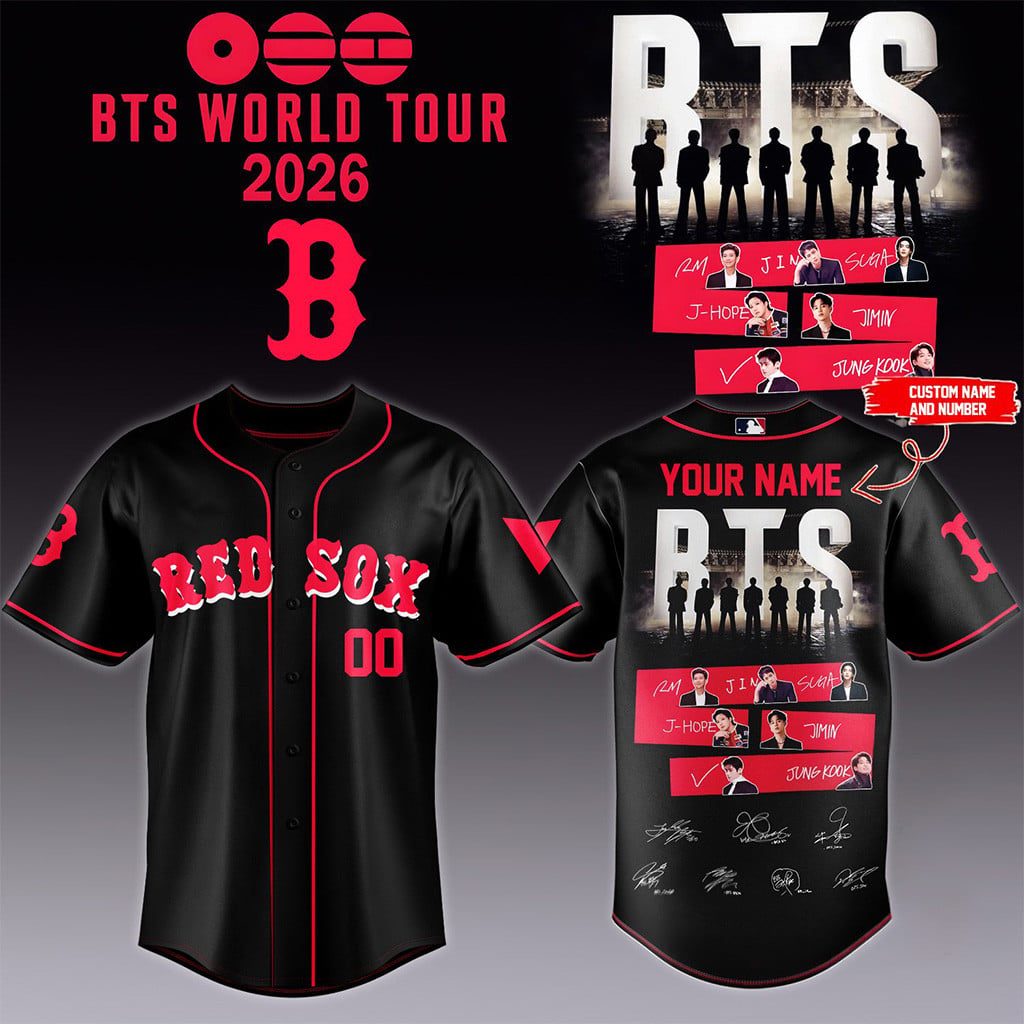 Custom BTS Boston Red Sox World Tour 2026 Baseball Jersey BTS Merch 2026 Gifts For Baseball Fans