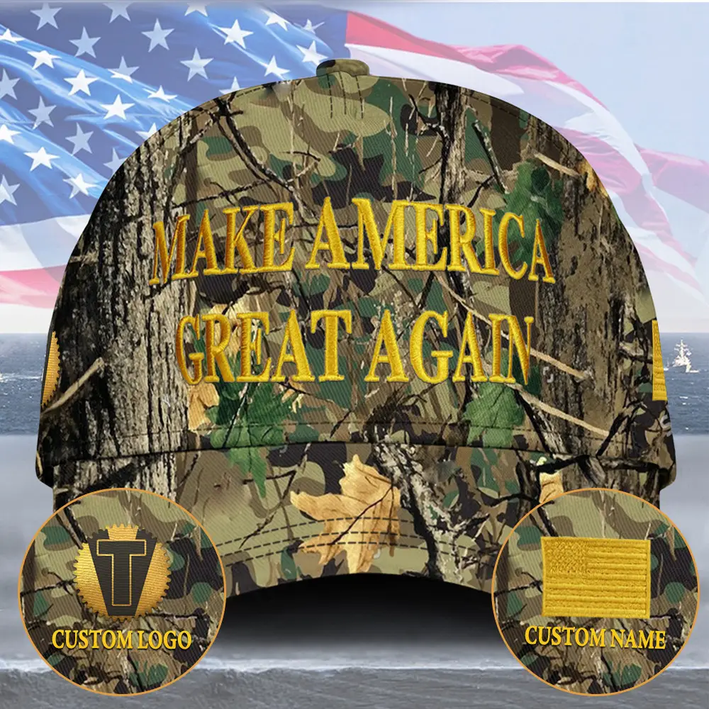 Custom Camo 45-47 Hat Triumph Victory Black Dark Gold Hat Patriotism For USA's Big Triumph In 2024