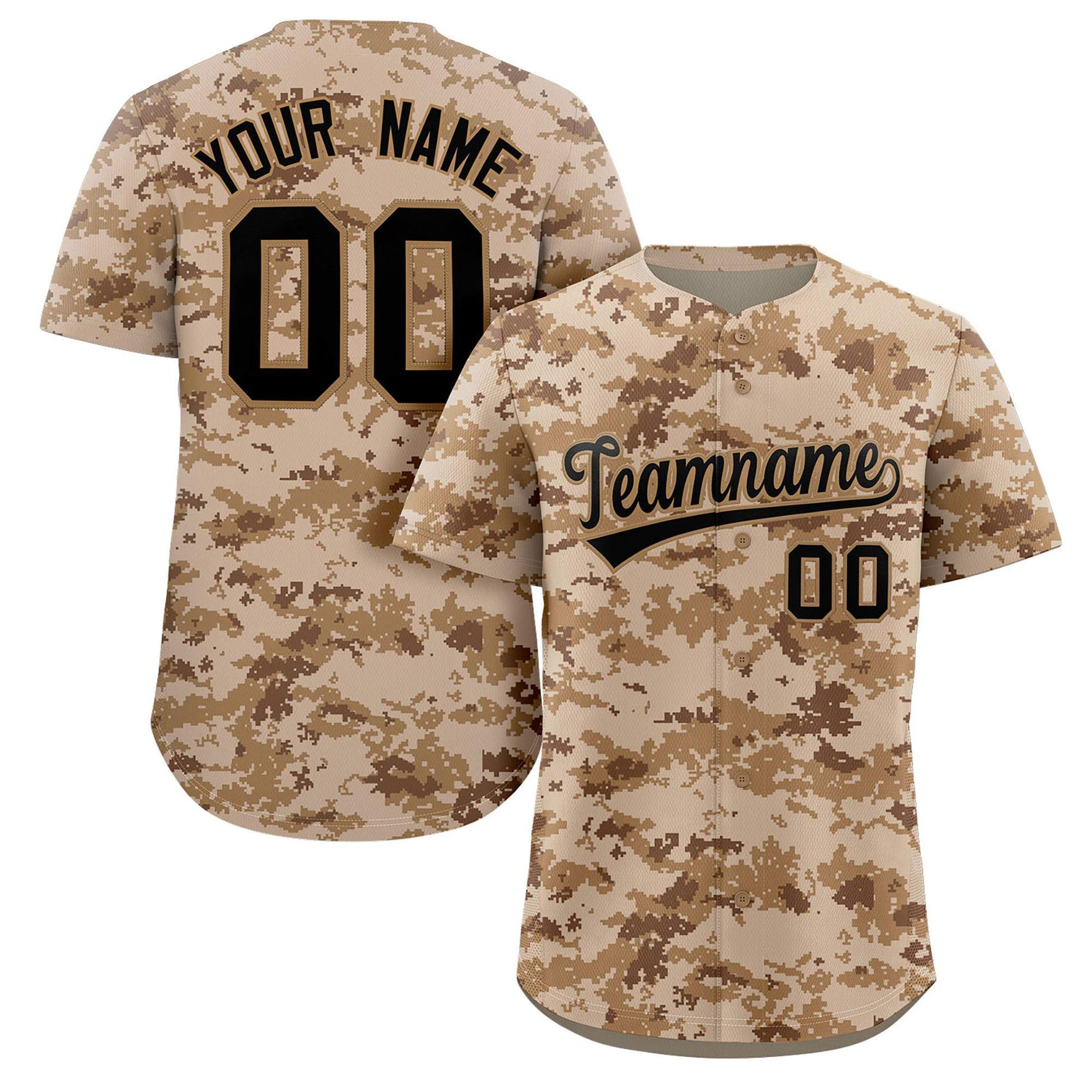 Custom Camo Black Old-Gold Baseball Jersey Style 1
