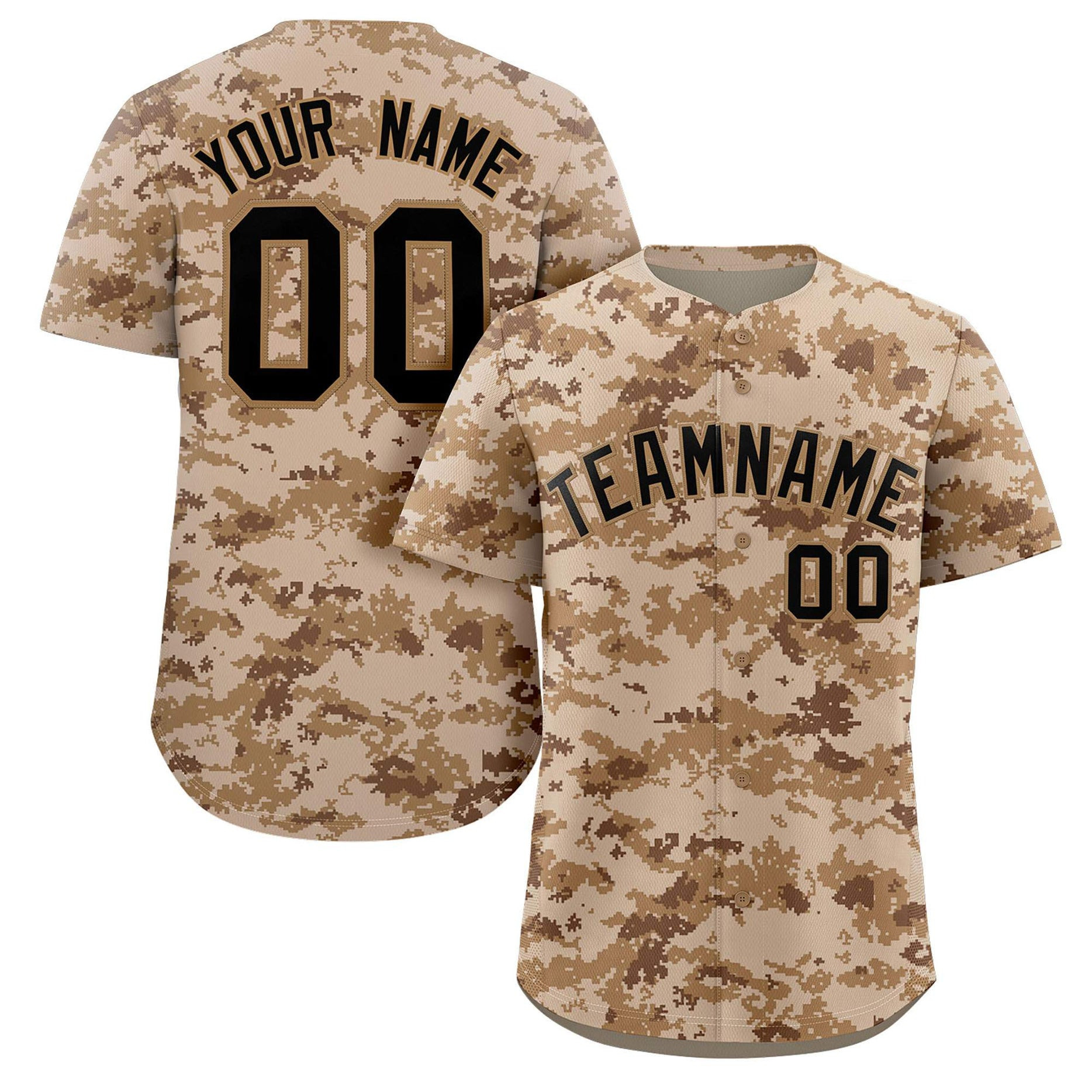 Custom Camo Black Old-Gold Baseball Jersey Style 3
