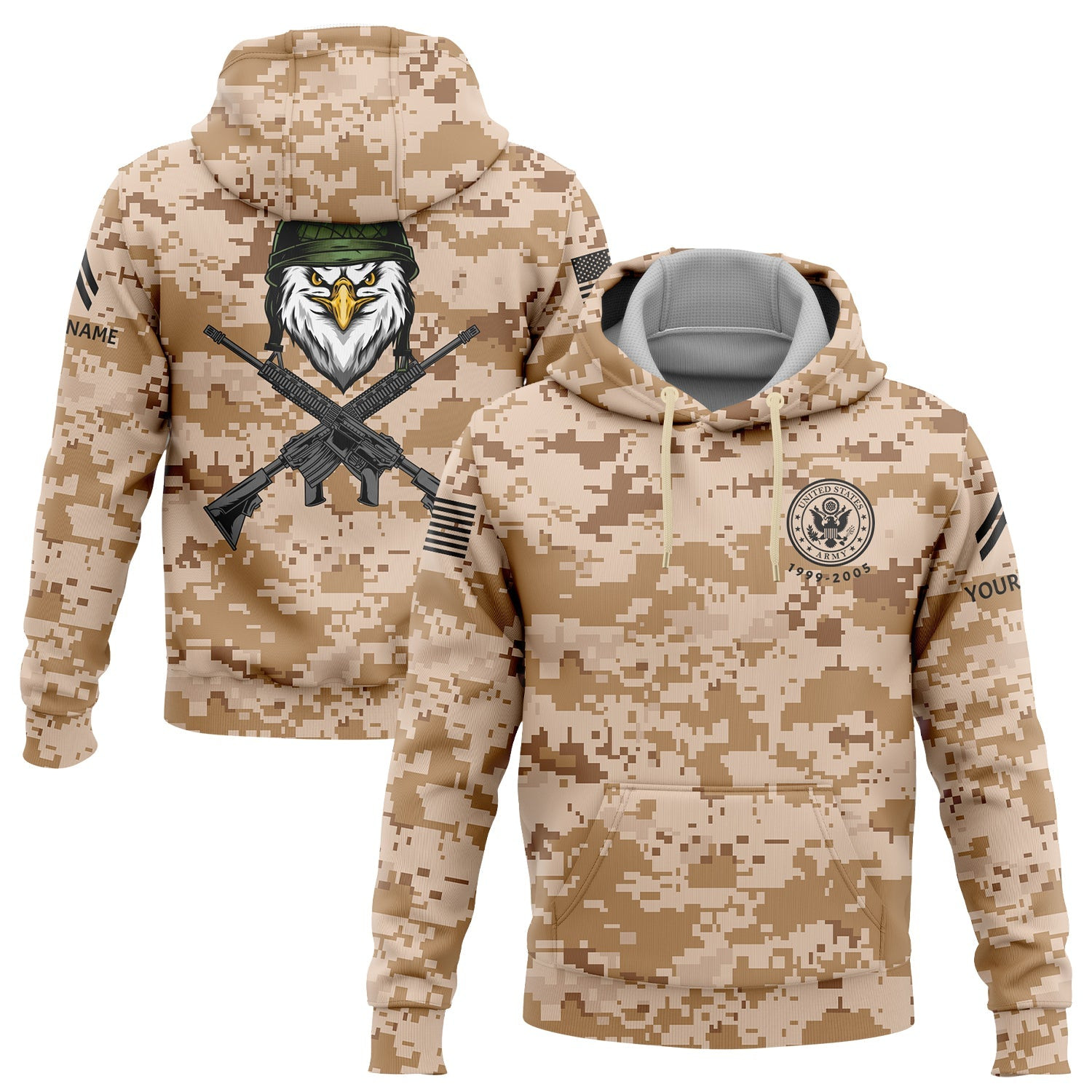 Custom Camo Eagle U.S Army Military Corporal Hoodie America 250 Years Best Patriotic Gifts
