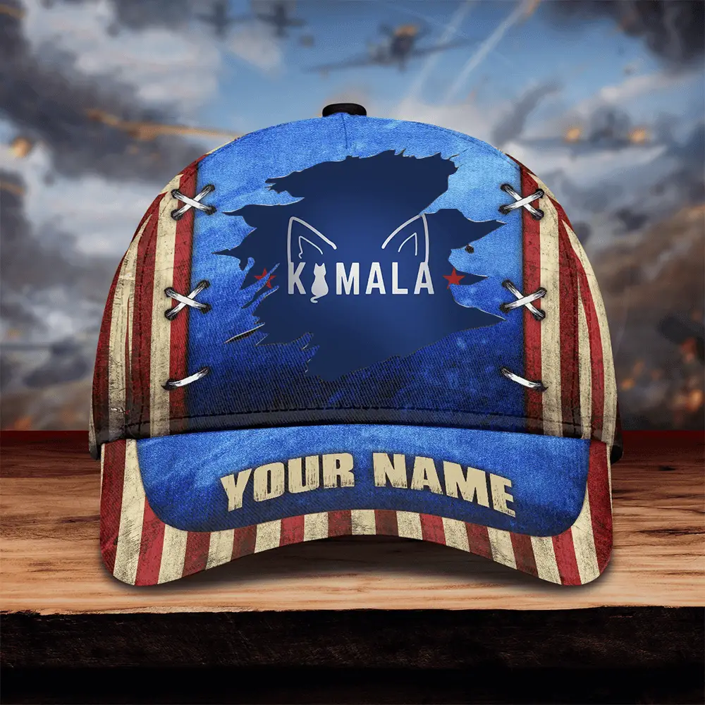 Custom Cat Ladies For Kamala Harris Hat Harris For President 2024 USA Flag Cap