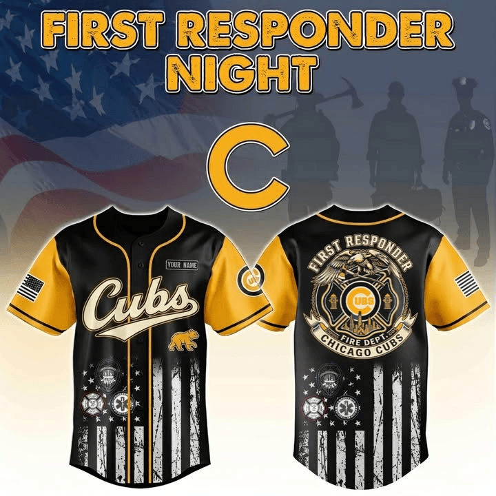 Custom Chicago Cubs First Responder Night Jersey Firefighter Police EMS Fathers Day Gift Custom Chicago Cubs First Responder Night Jersey Firefighter Police EMS Fathers Day Gift - Image 1