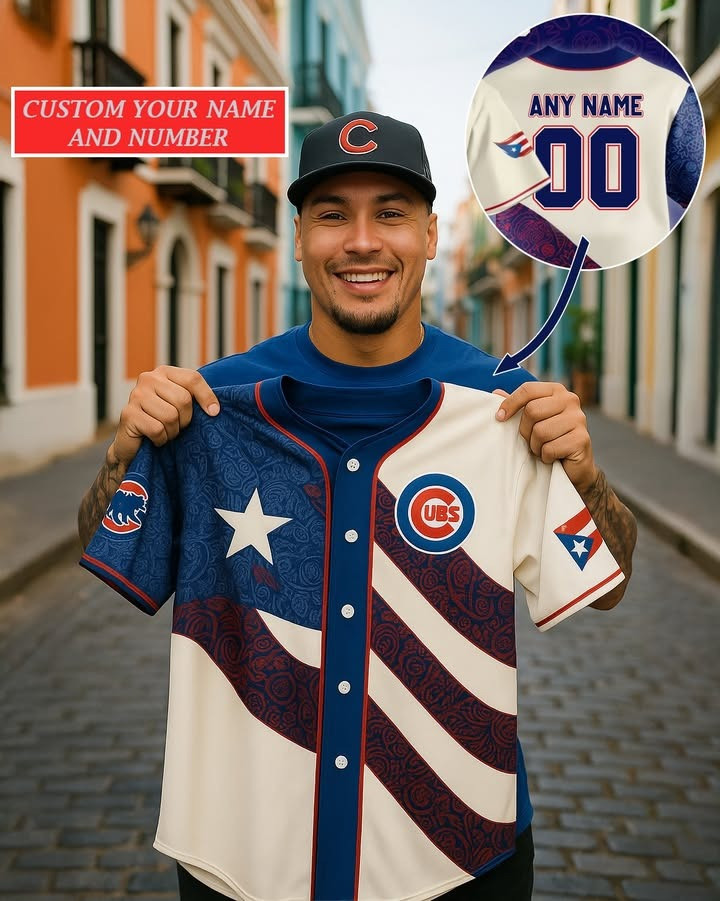 Custom Chicago Cubs x Puerto Rico Heritage Jersey Puerto Rican Cubs Fan Merch Gift Ideas