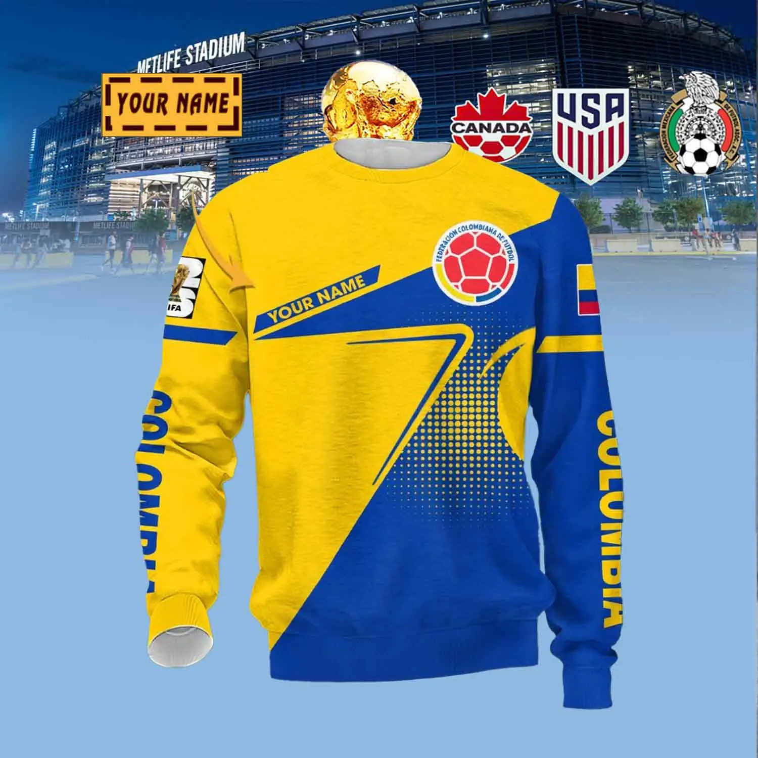 Custom Colombia Football Player Sweatshirt FIFA World Cup 2026 Apparel Best Gift For Husband