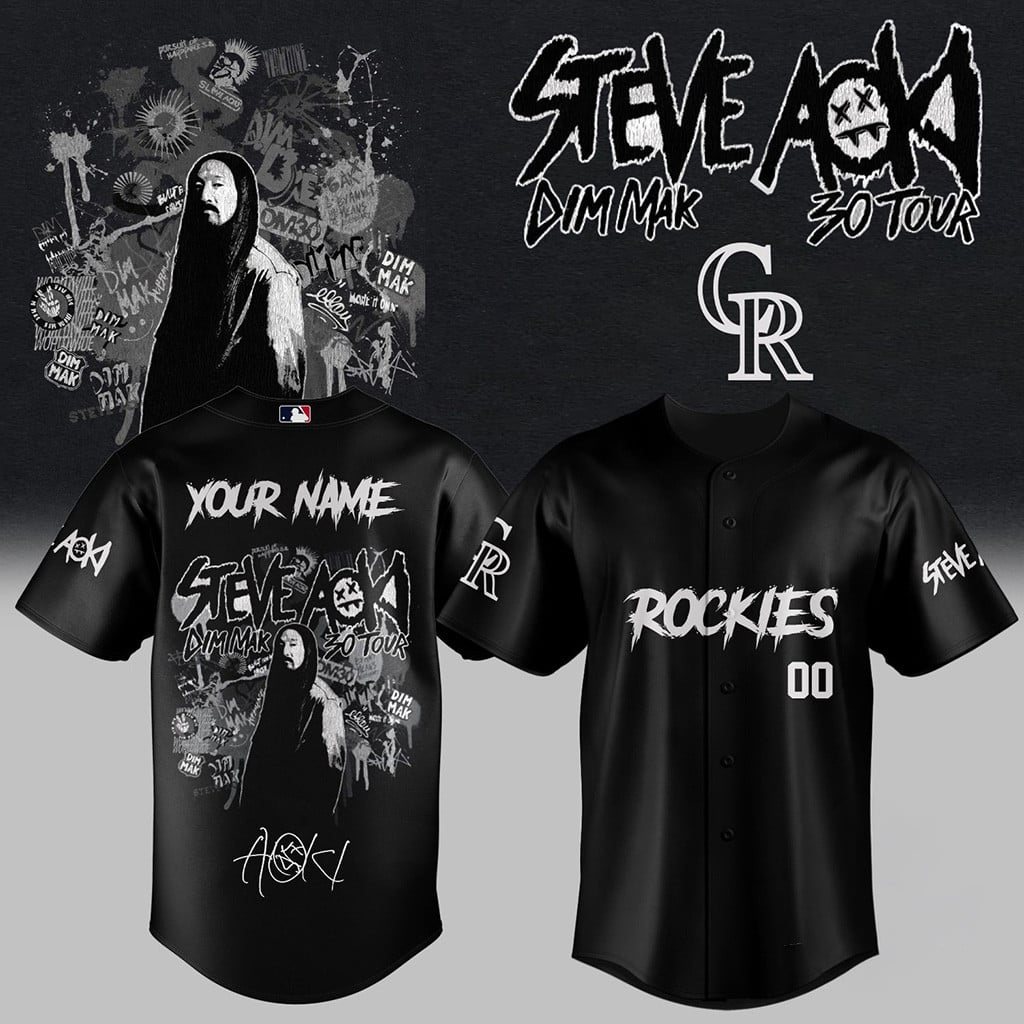 Custom Colorado Rockies Steve Aoki Dim Mak 3.0 Tour Baseball Jersey Rockies Merch Gifts