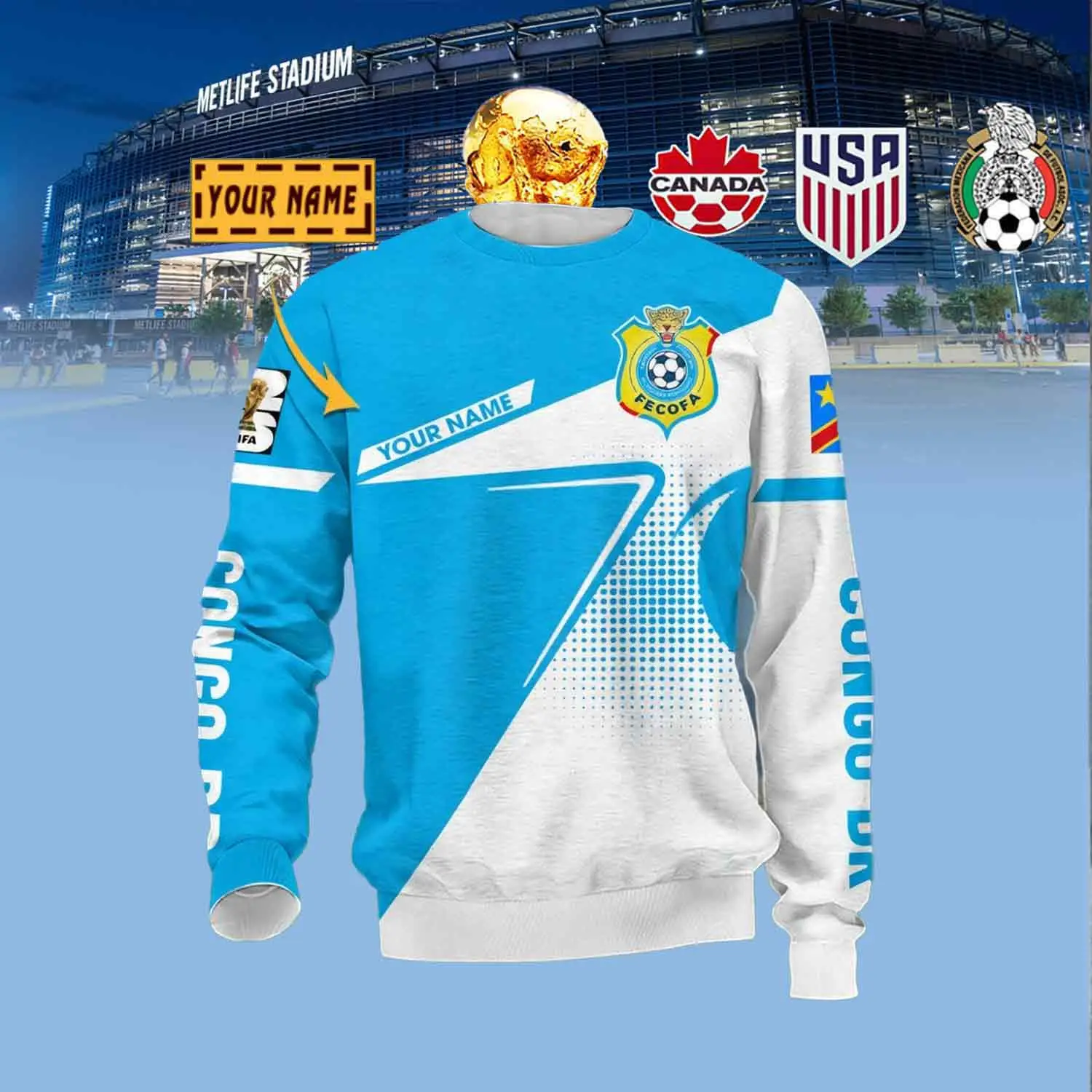 Custom Congo DR Soccer Team Sweatshirt FIFA World Cup 2026 Clothes Gift Ideas