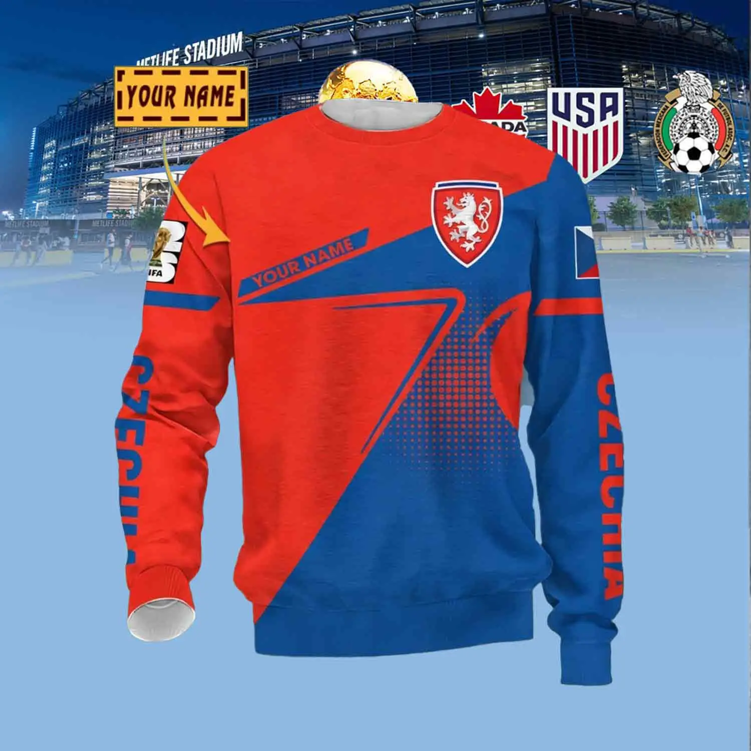 Custom Czechia Soccer Team Sweatshirt FIFA World Cup 2026 Clothes Best Gift For Men