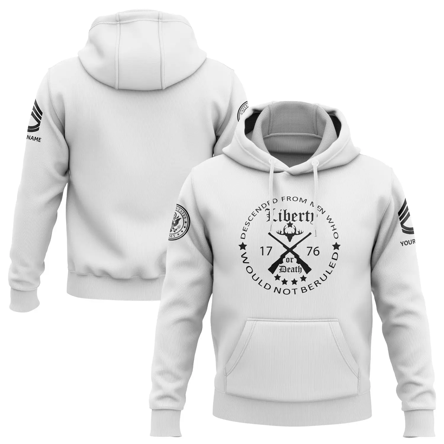 Custom Descended From Men Hoodie Who Would Not Beruled 1776 Military Father's Day Gifts